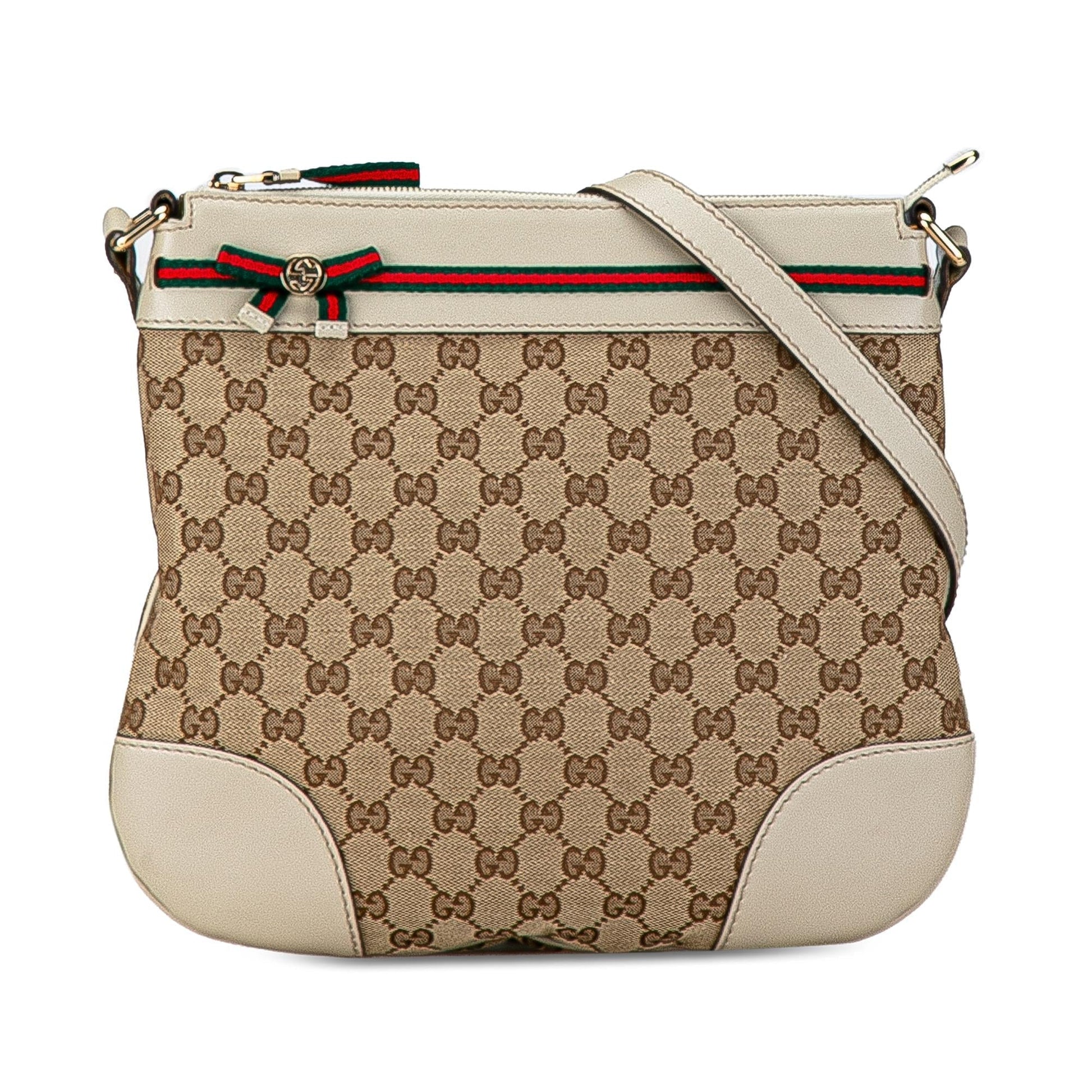 Gucci GG Web Mayfair SHG-Z9RL30 Canvas Calf White Brown Crossbody Bag
