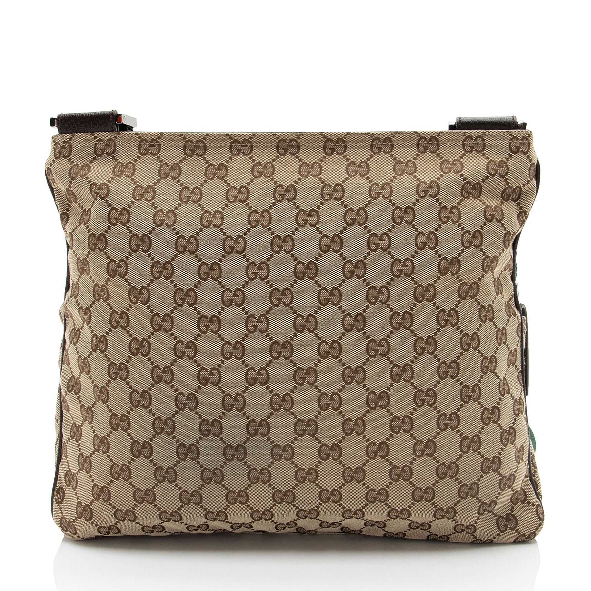 Gucci GG Web Messenger SHF-dVcIQ1 Leather Canvas Nylon Brown Shoulder Bag