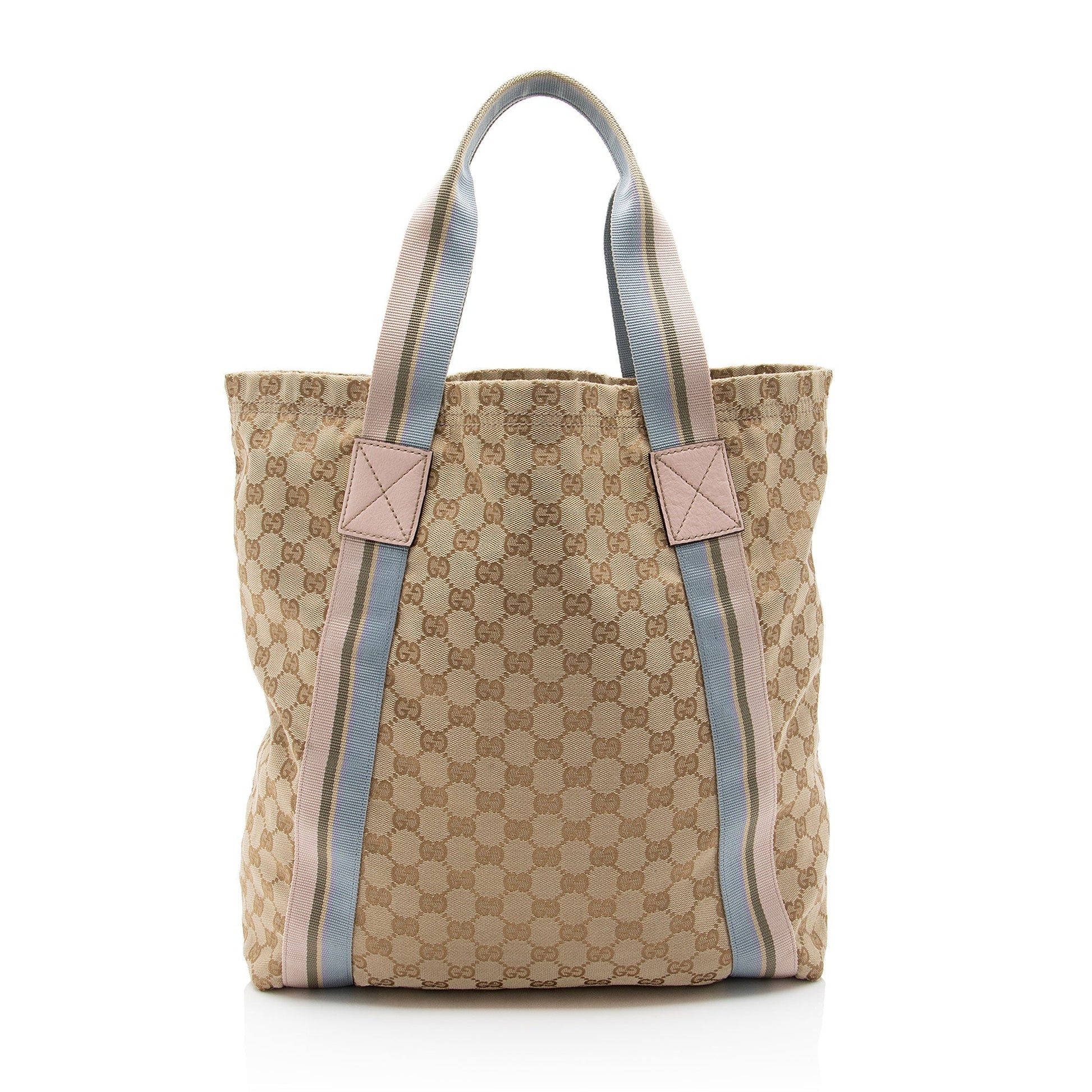 Gucci GG Web Original SHF-cmFwNe Leather Canvas Nylon Beige Tote Bag