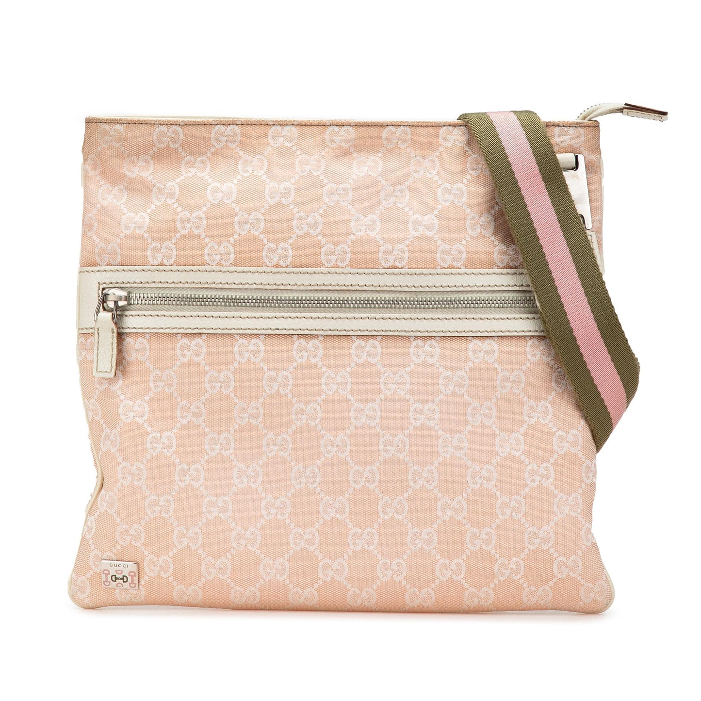 Gucci GG Web Pop Canvas Calf Pink Crossbody Bag
