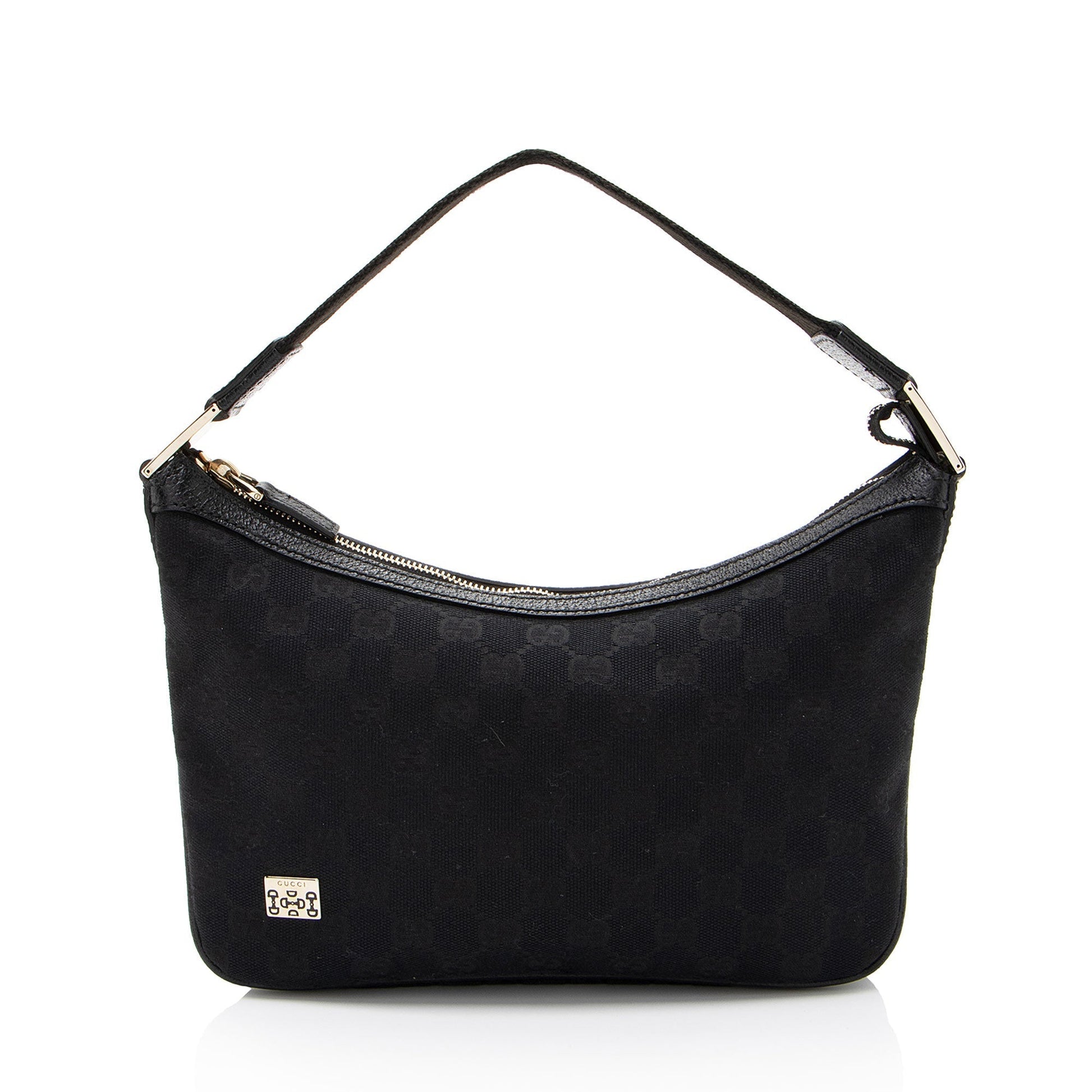 Gucci GG Web Pop SHF-WBZLZI Leather Canvas Nylon Black Shoulder Bag