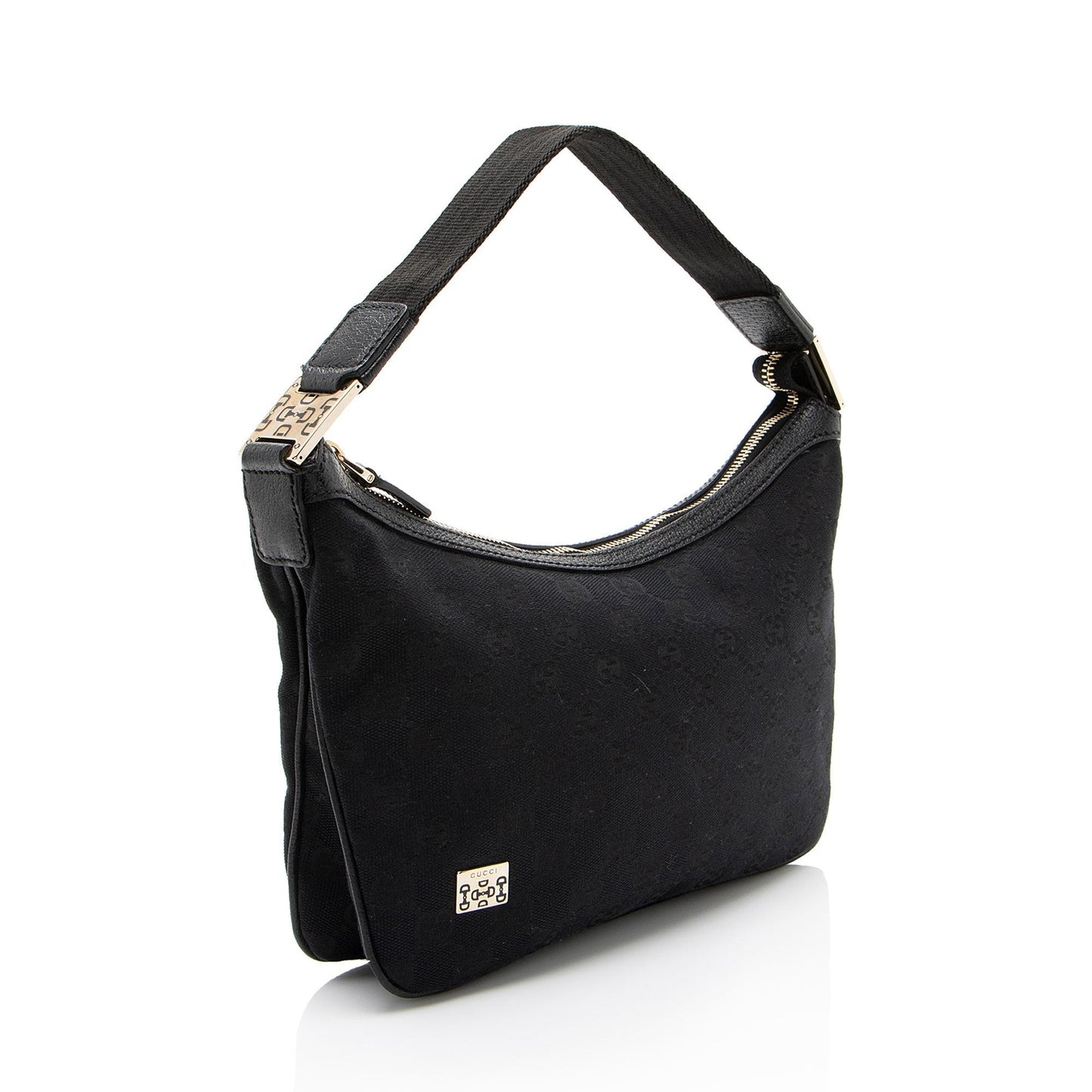 Gucci GG Web Pop SHF-WBZLZI Leather Canvas Nylon Black Shoulder Bag