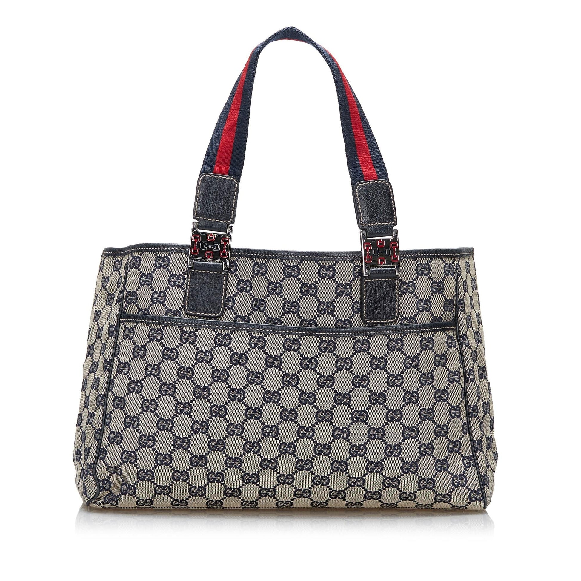 Gucci GG Web Pop SHG-8Vt96e Canvas Brown Blue Tote Bag
