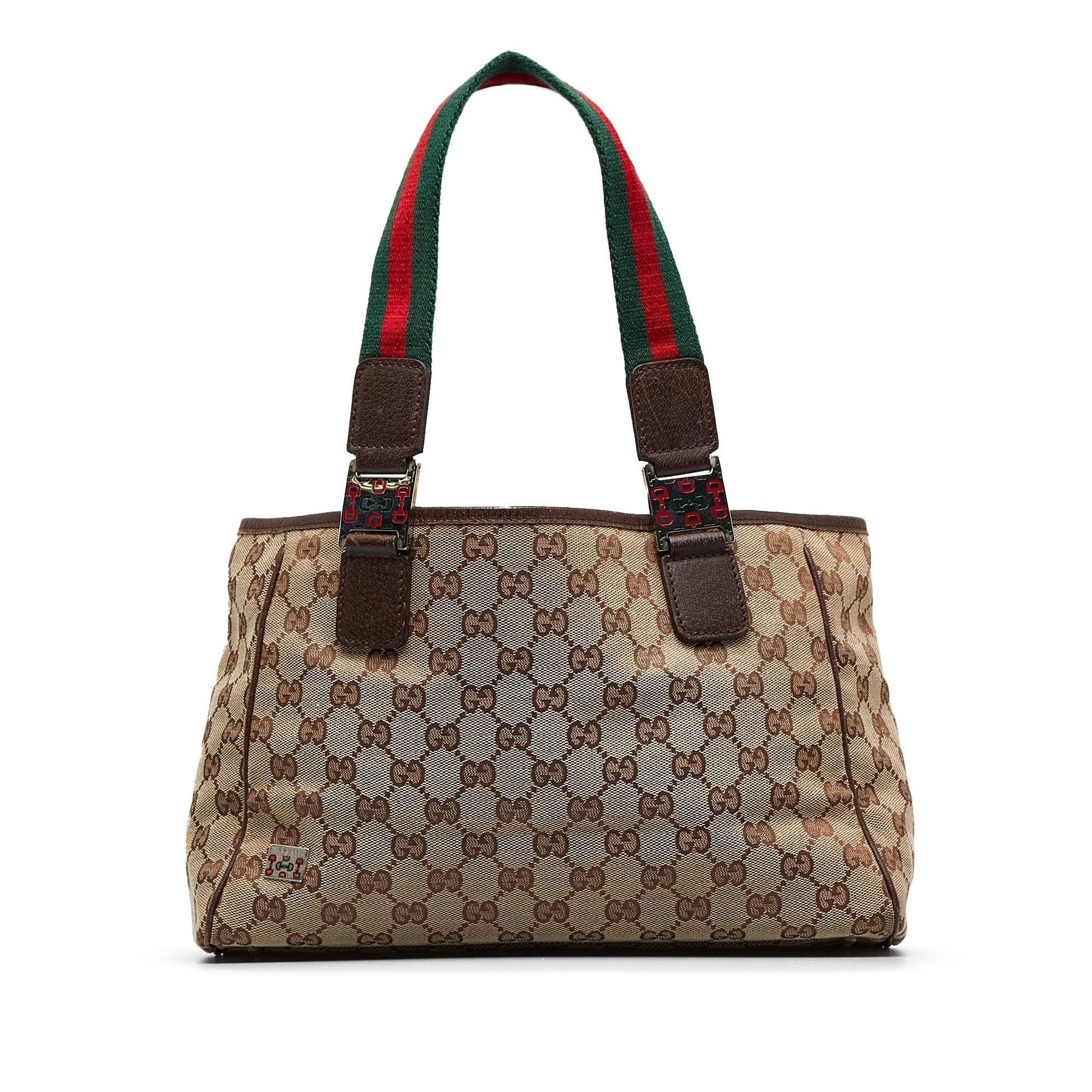 Gucci GG Web Pop SHG-Jsskew Canvas Calf Brown Tote Bag