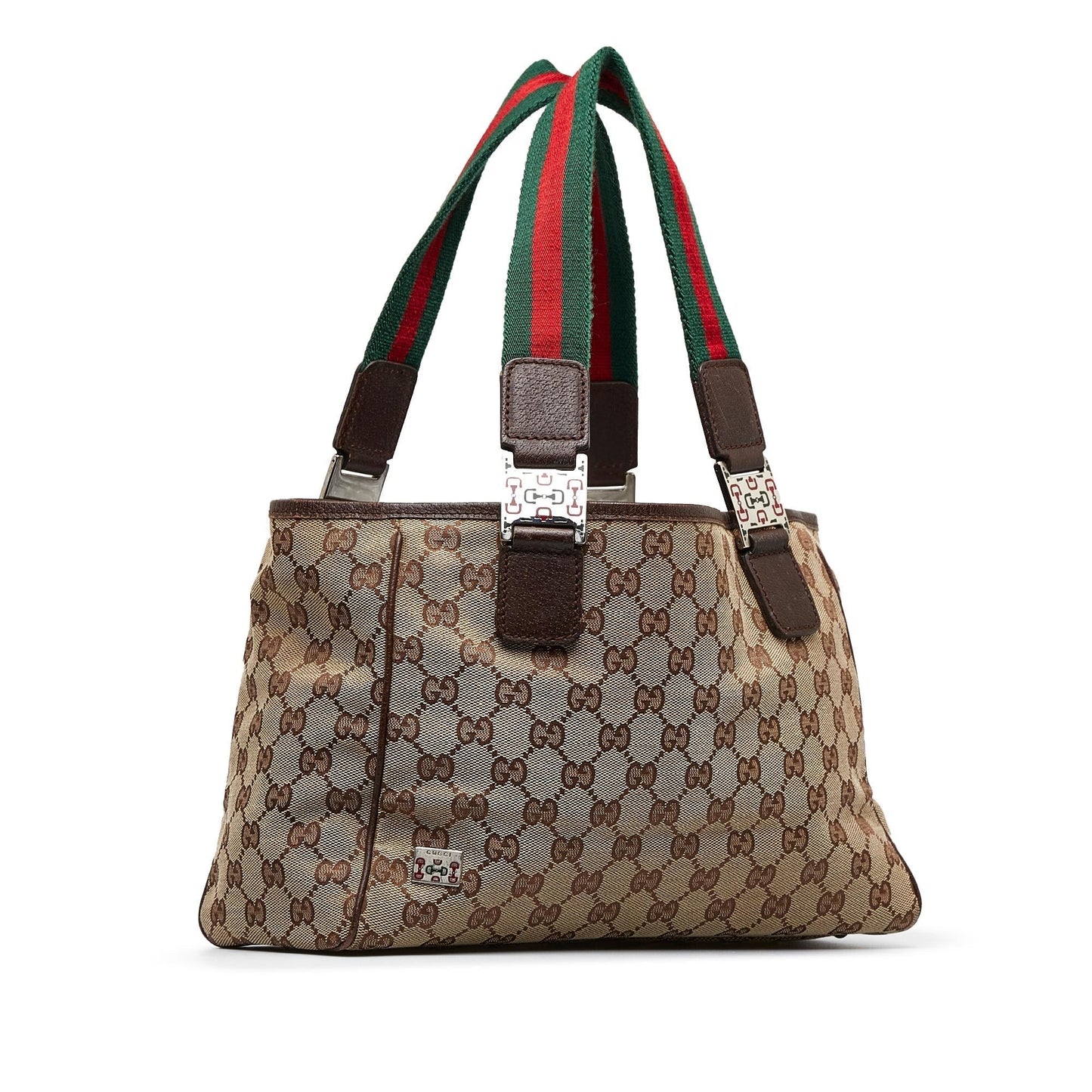 Gucci GG Web Pop SHG-Jsskew Canvas Calf Brown Tote Bag
