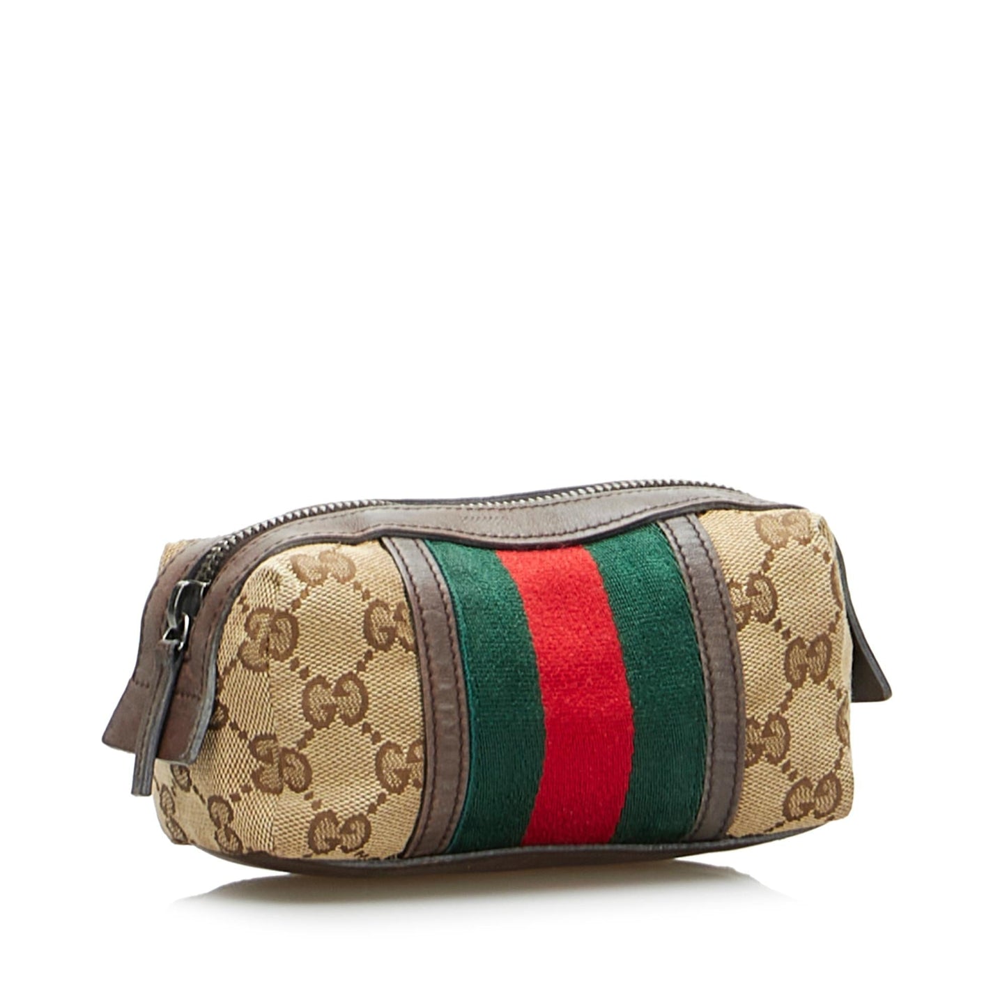Gucci GG Web Pouch SHG-EoxIeS Canvas Calf Brown Handbag