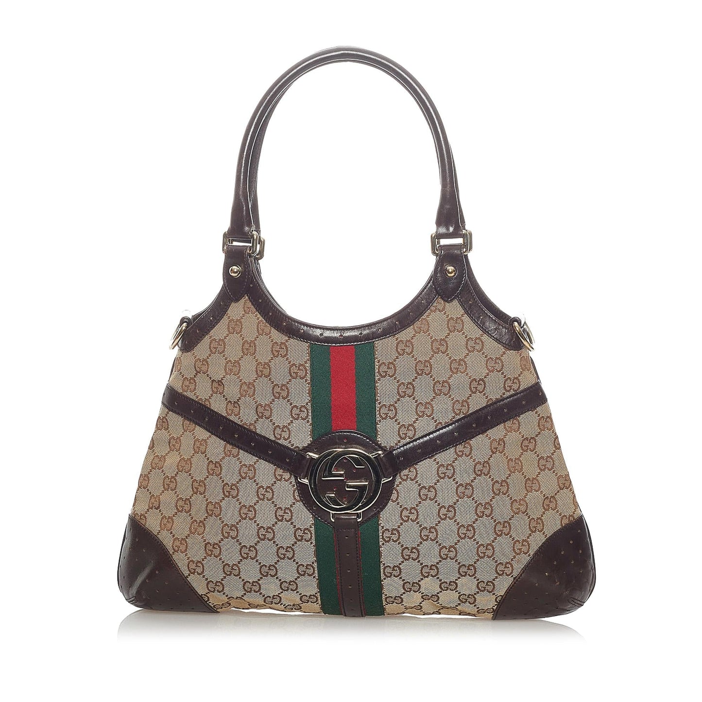 Gucci GG Web Reins SHG Canvas Brown Shoulder Bag