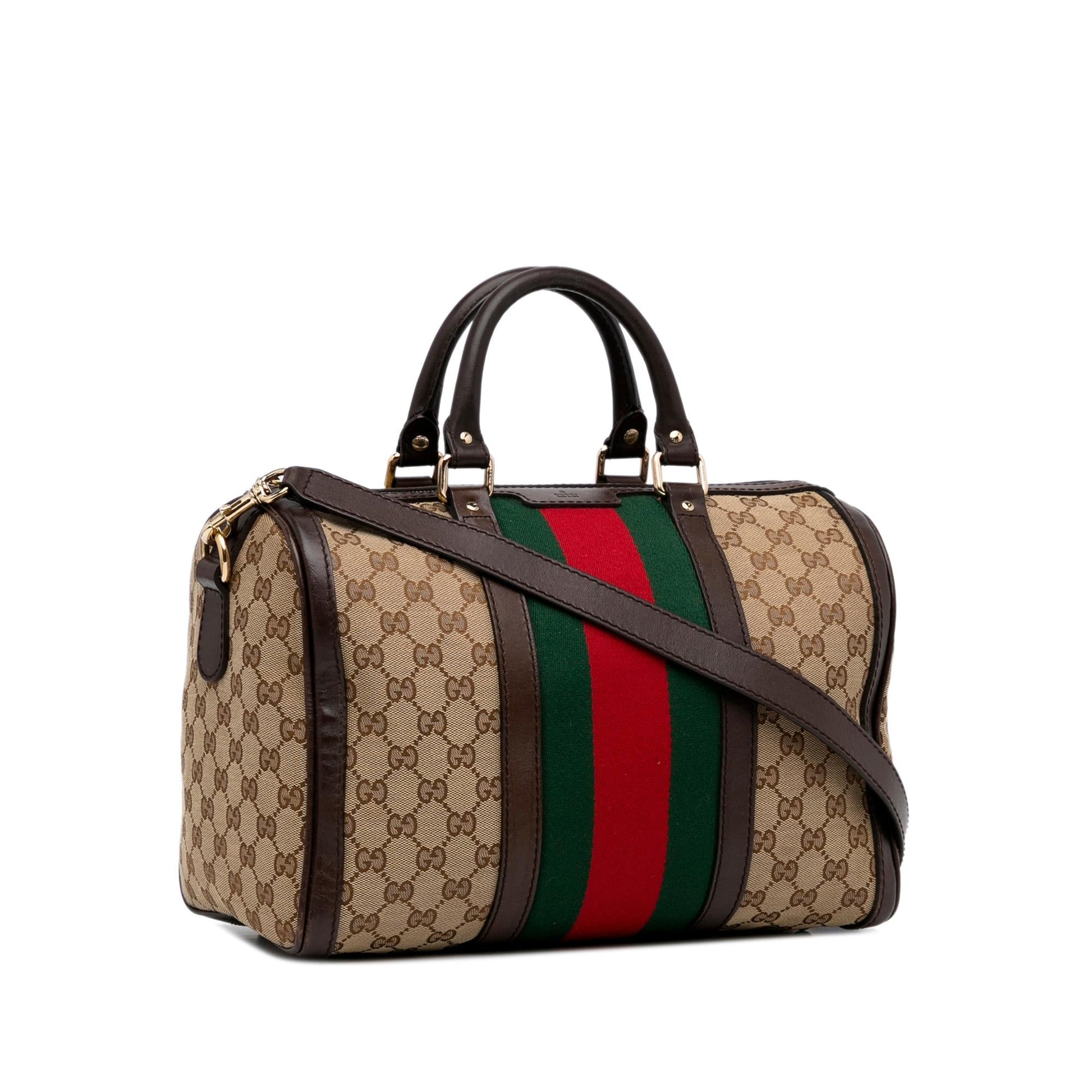 Gucci GG Web SHG-u1ER4H Canvas Brown Satchel Bag