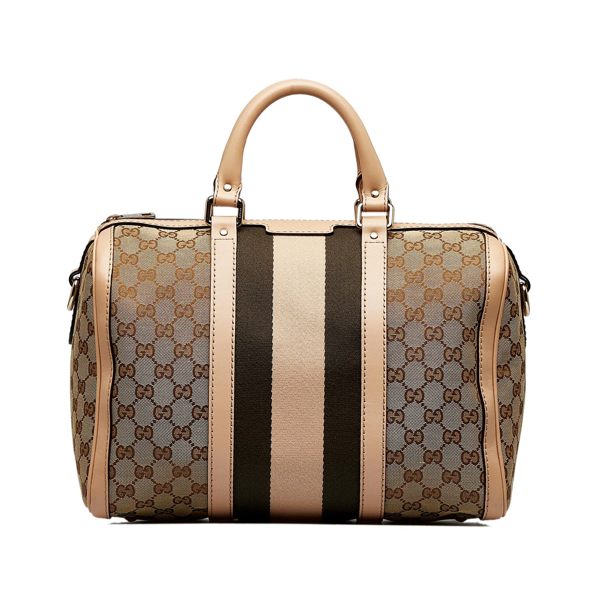 Gucci GG Web SHG-qKkwqV Canvas Brown Satchel Bag