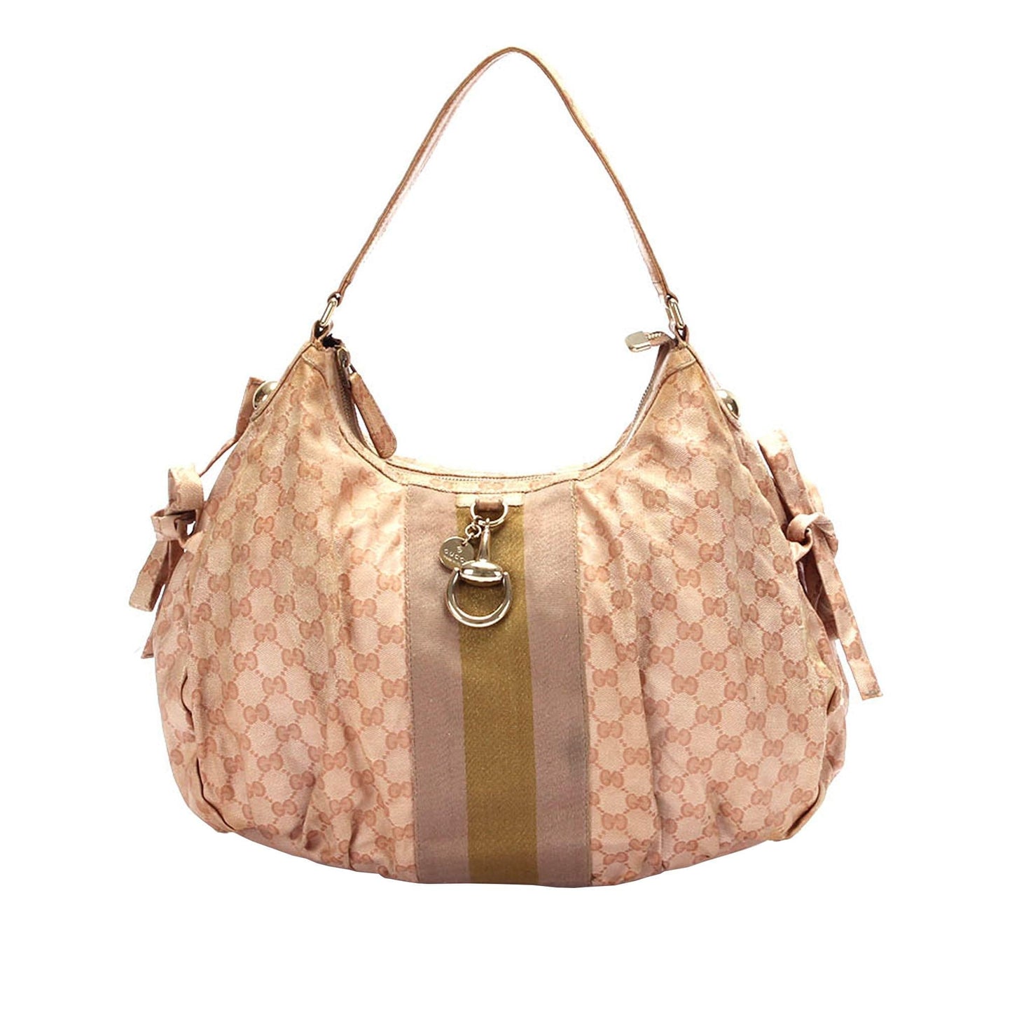 Gucci GG Web SHG Canvas Calf Pink Shoulder Bag