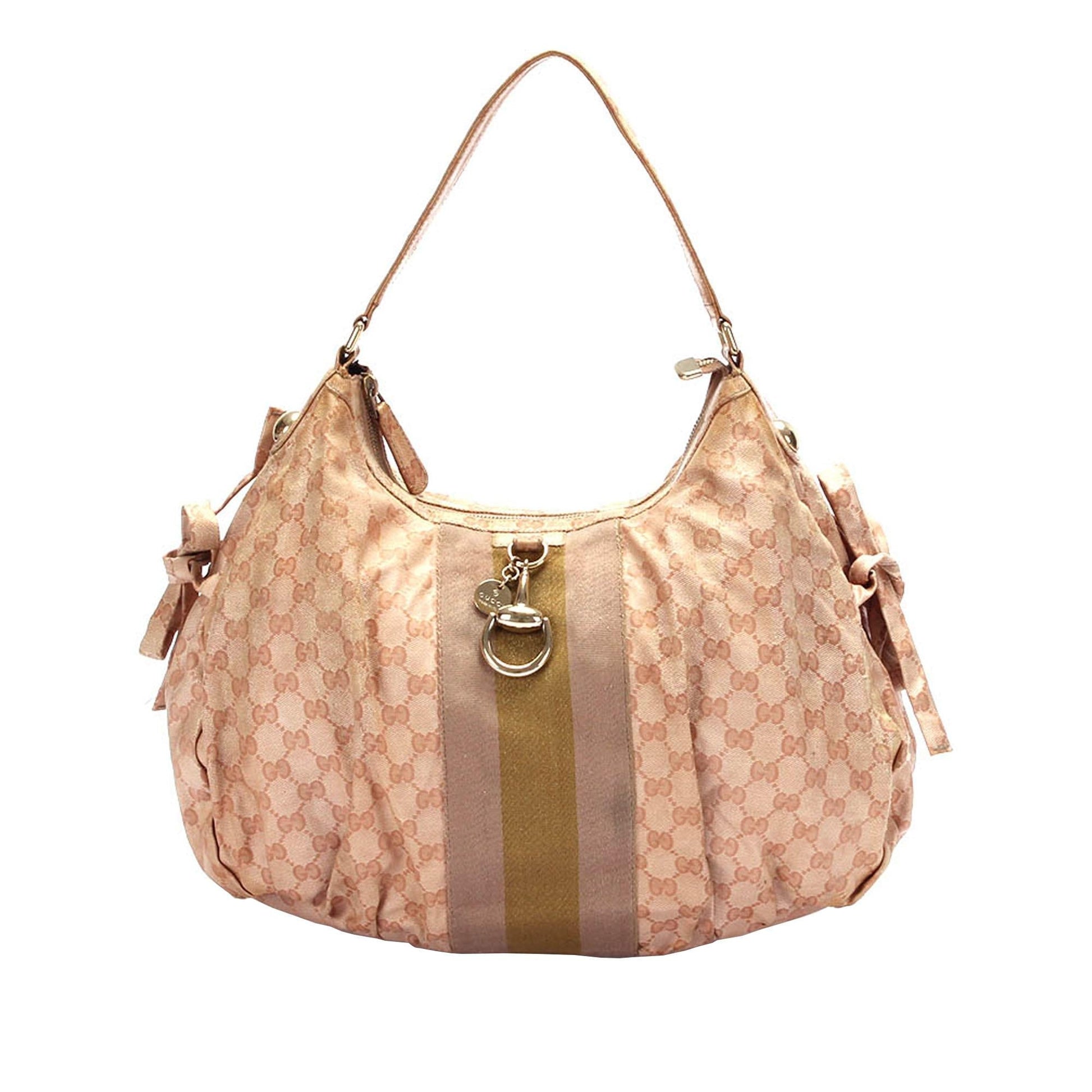 Gucci GG Web SHG Canvas Calf Pink Shoulder Bag