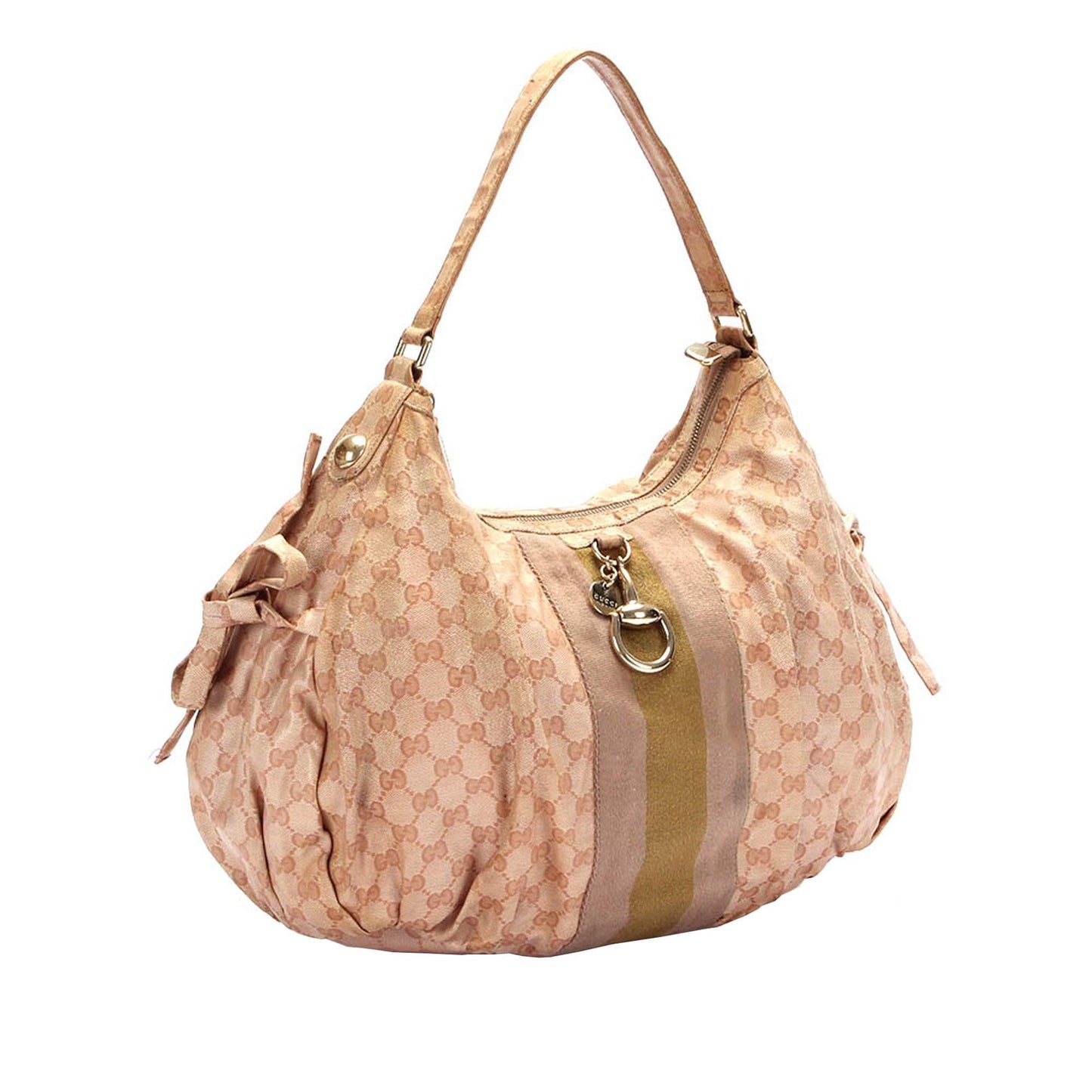 Gucci GG Web SHG Canvas Calf Pink Shoulder Bag
