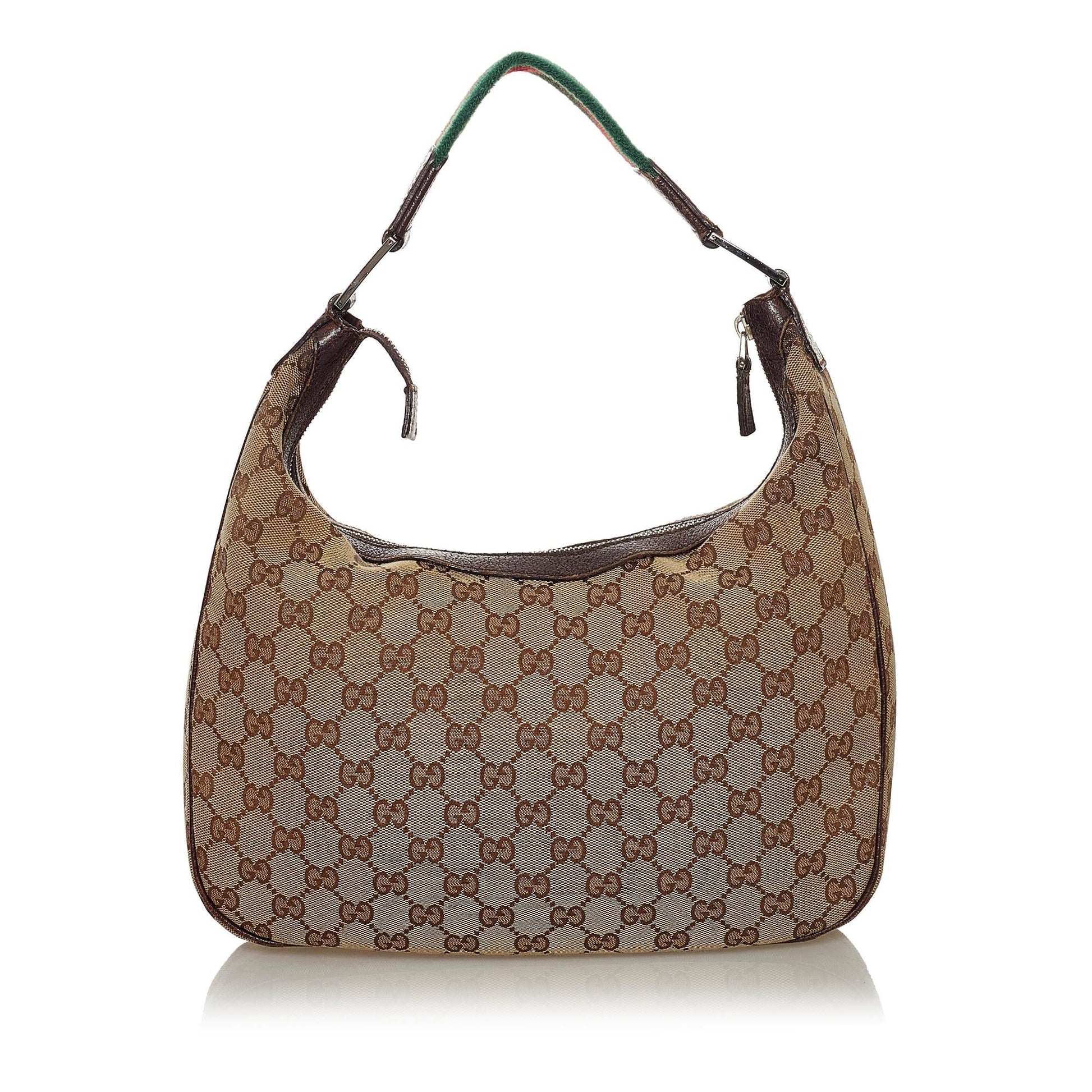 Gucci GG Web SHG Canvas Brown Shoulder Bag Bag Shg