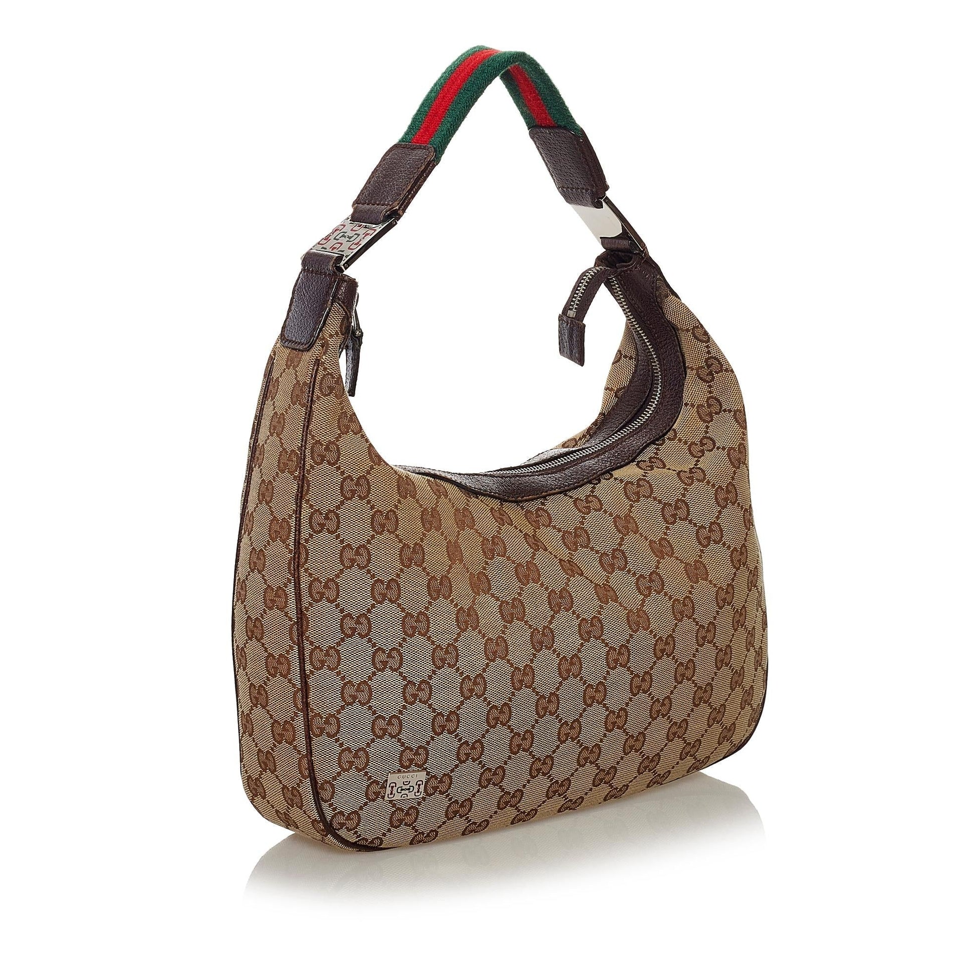 Gucci GG Web SHG Canvas Brown Shoulder Bag Bag Shg