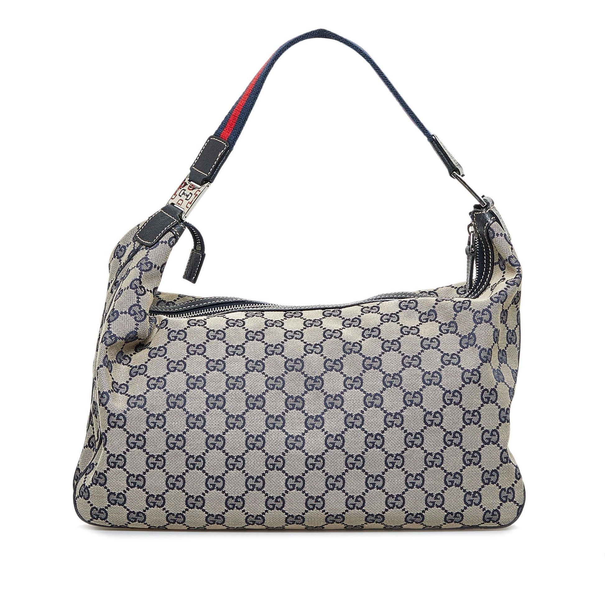 Gucci GG Web SHG-fEPy56 Canvas Grey Shoulder Bag