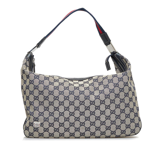 Gucci GG Web SHG-fEPy56 Canvas Grey Shoulder Bag