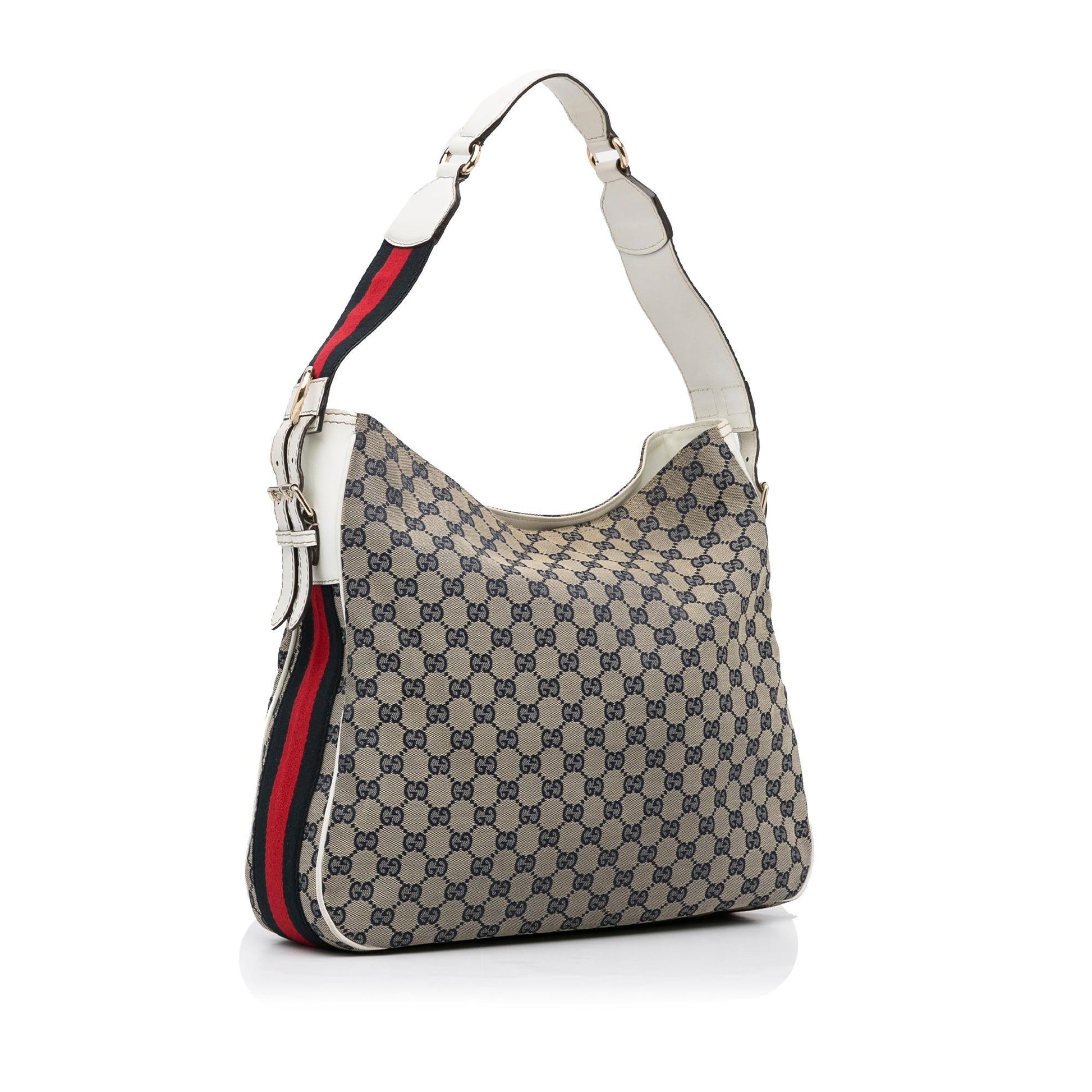 Gucci GG Web SHG-98PH5h Canvas Brown Shoulder Bag