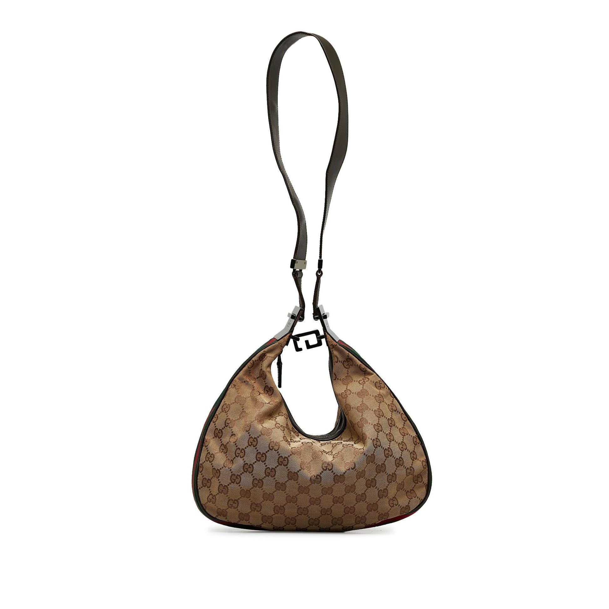 Gucci GG Web SHG-bPA5xC Canvas Calf Brown Shoulder Bag