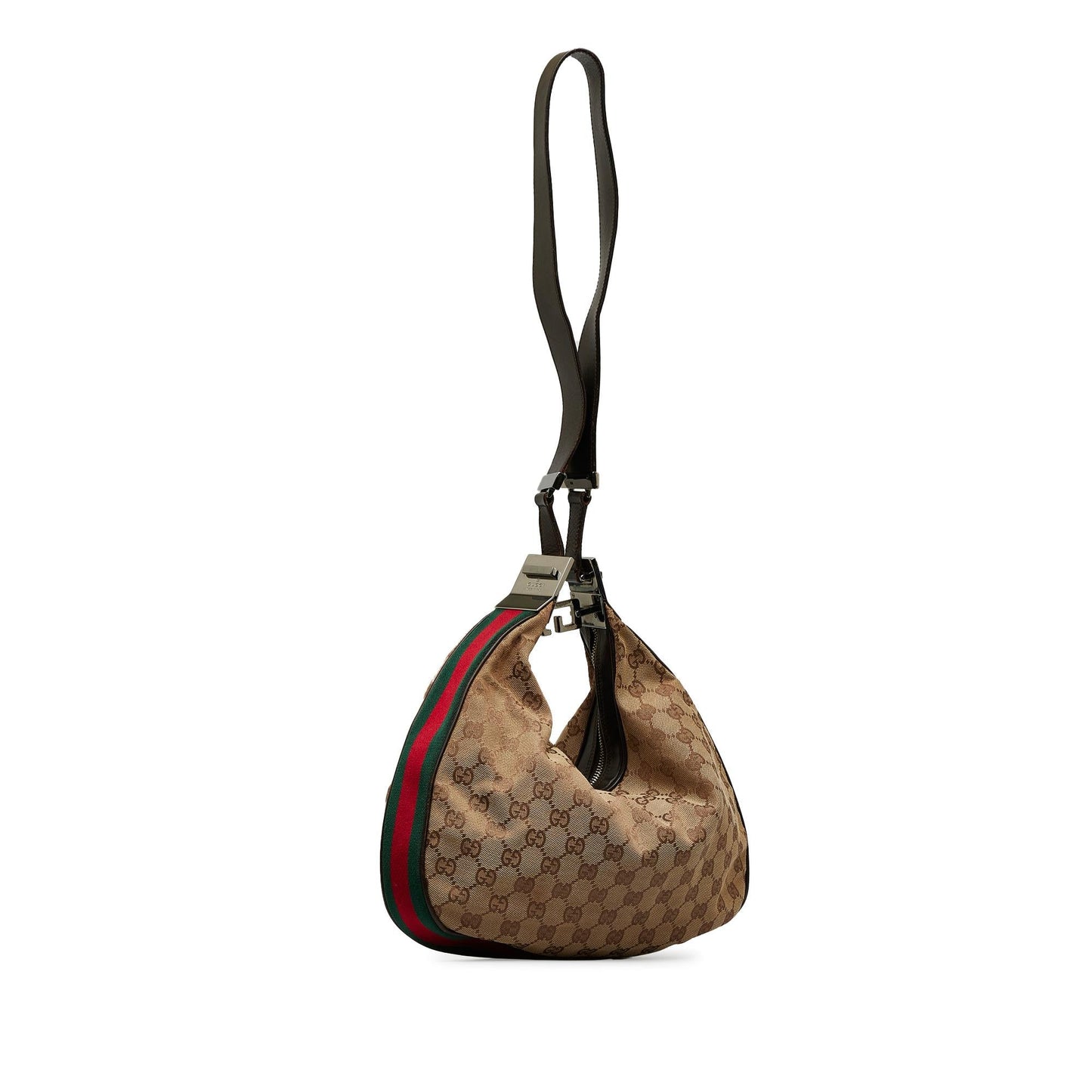 Gucci GG Web SHG-bPA5xC Canvas Calf Brown Shoulder Bag