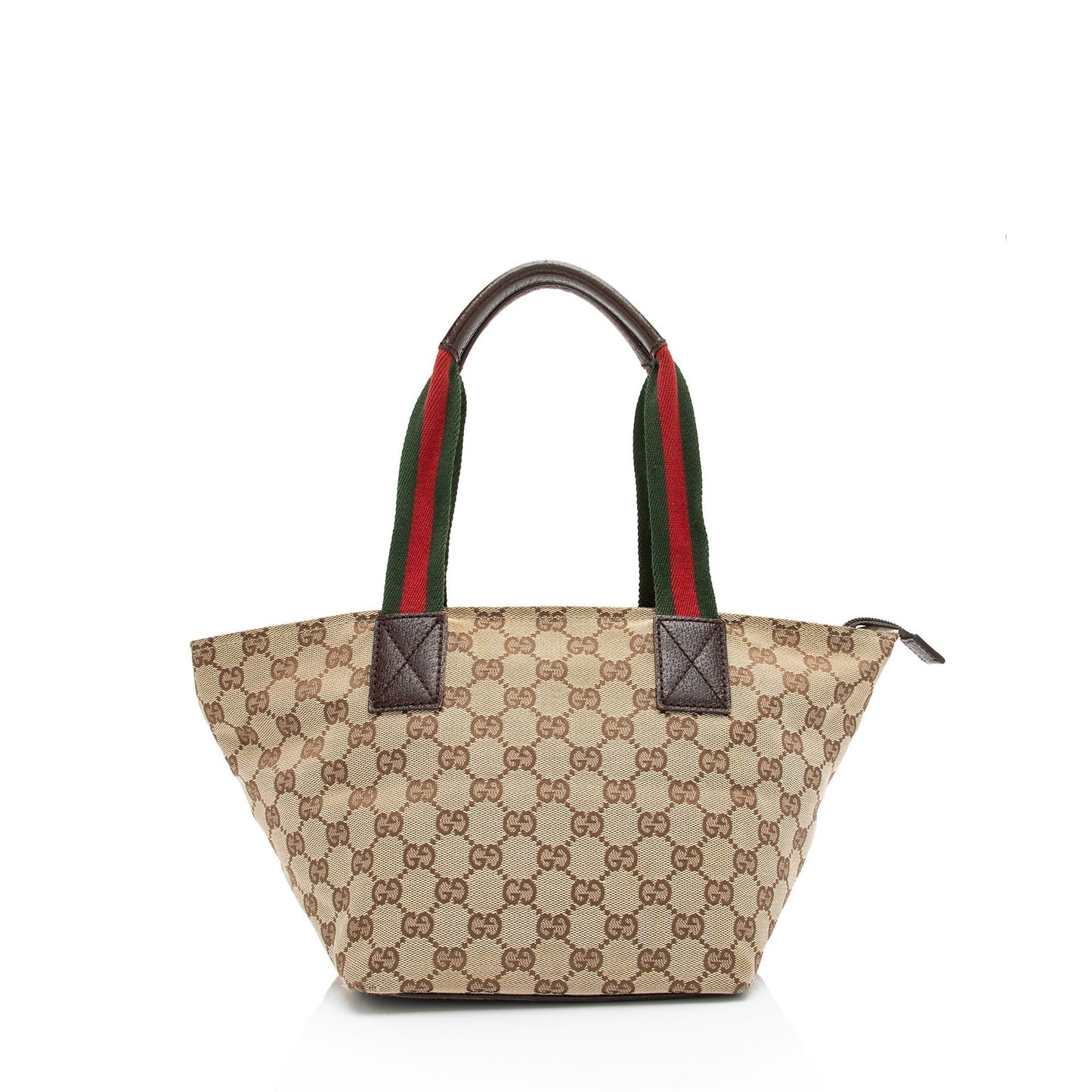 Gucci GG Web SHF-zJSZ0v Leather Canvas Nylon Brown Tote Bag