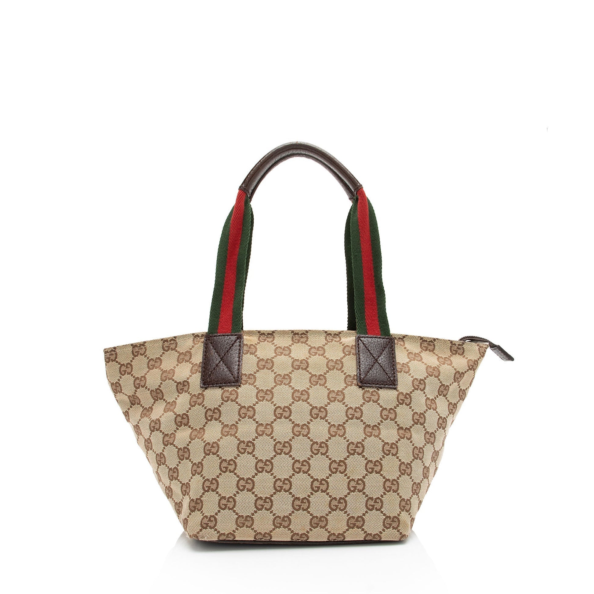 Gucci GG Web SHF-zJSZ0v Leather Canvas Nylon Brown Tote Bag