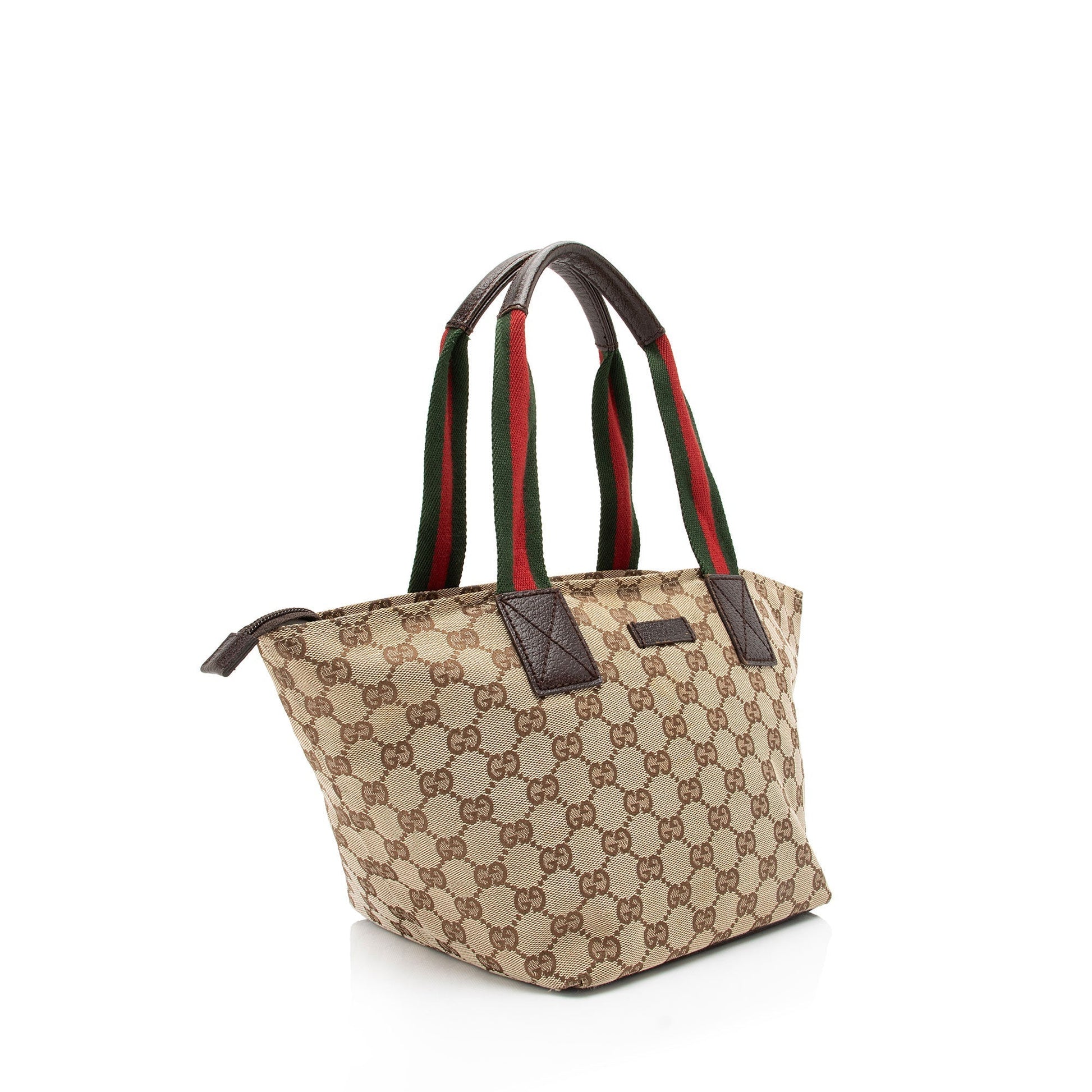 Gucci GG Web SHF-zJSZ0v Leather Canvas Nylon Brown Tote Bag
