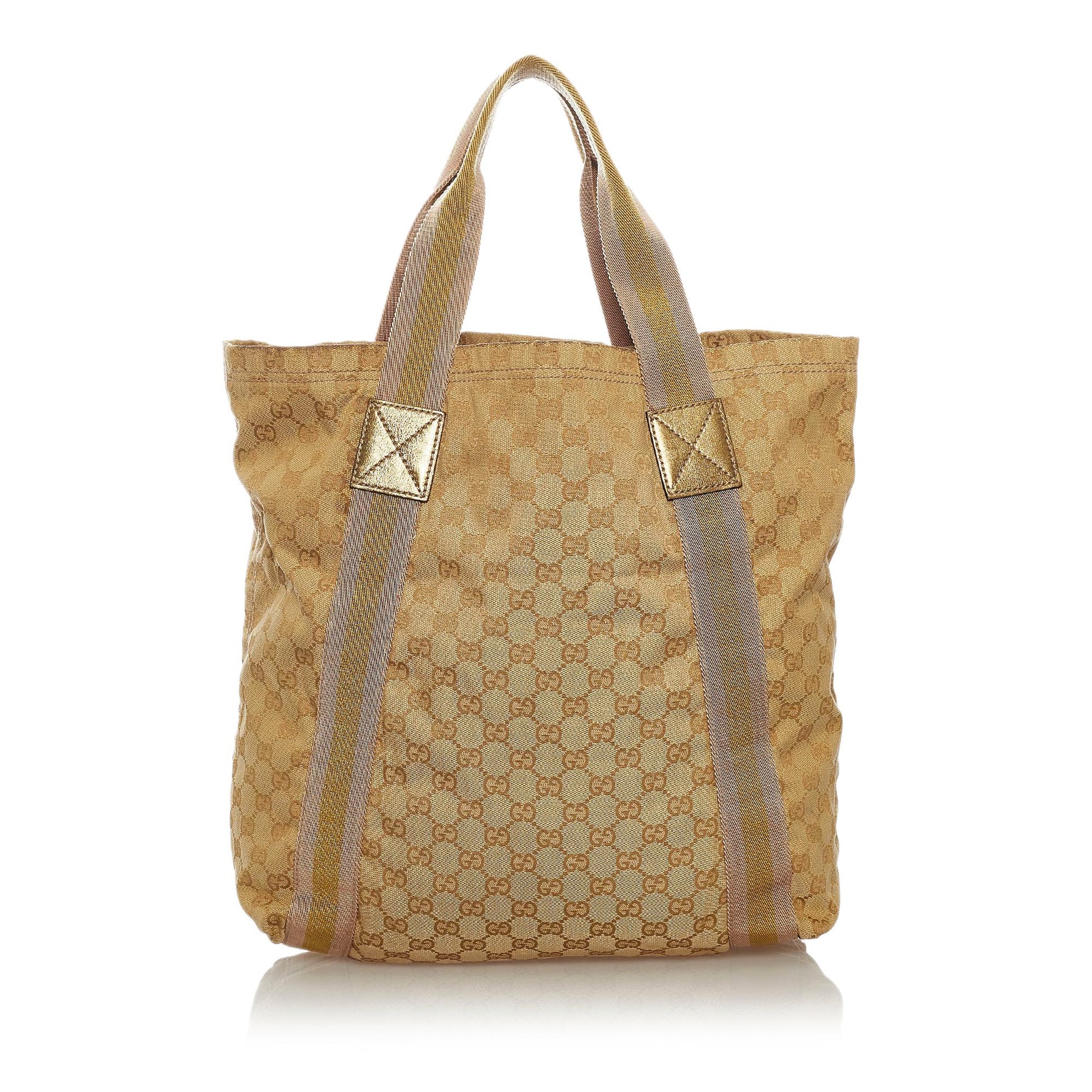 Gucci GG Web SHG Canvas Brown Tote Bag 6