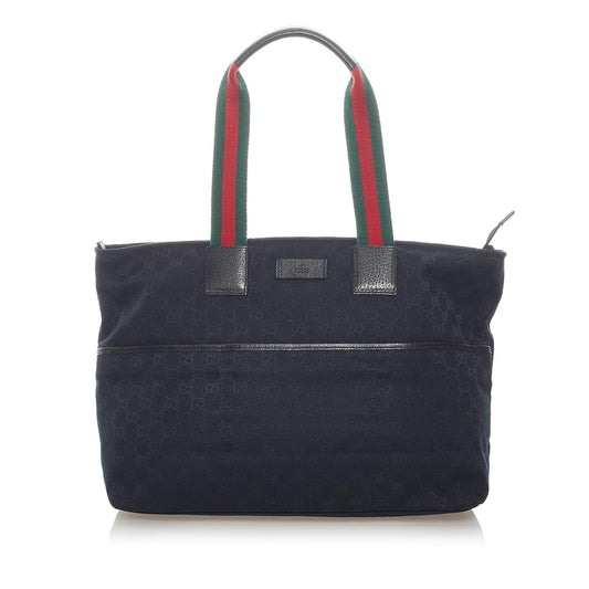 Gucci GG Web SHG Canvas Black Tote Bag 3