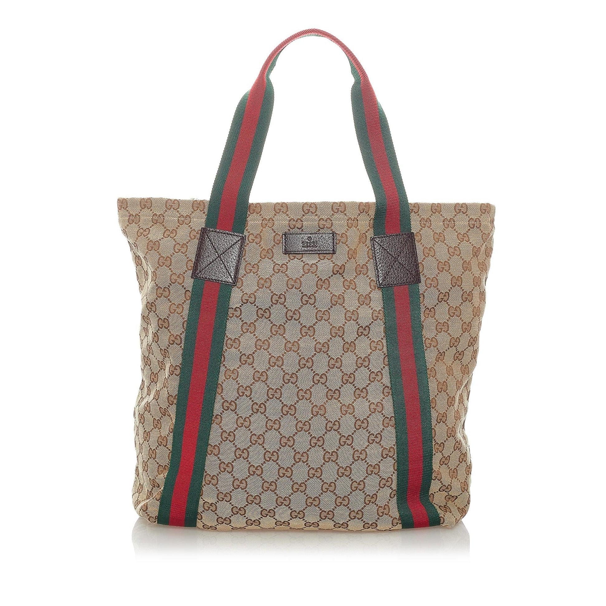Gucci GG Web SHG Canvas Brown Tote Bag