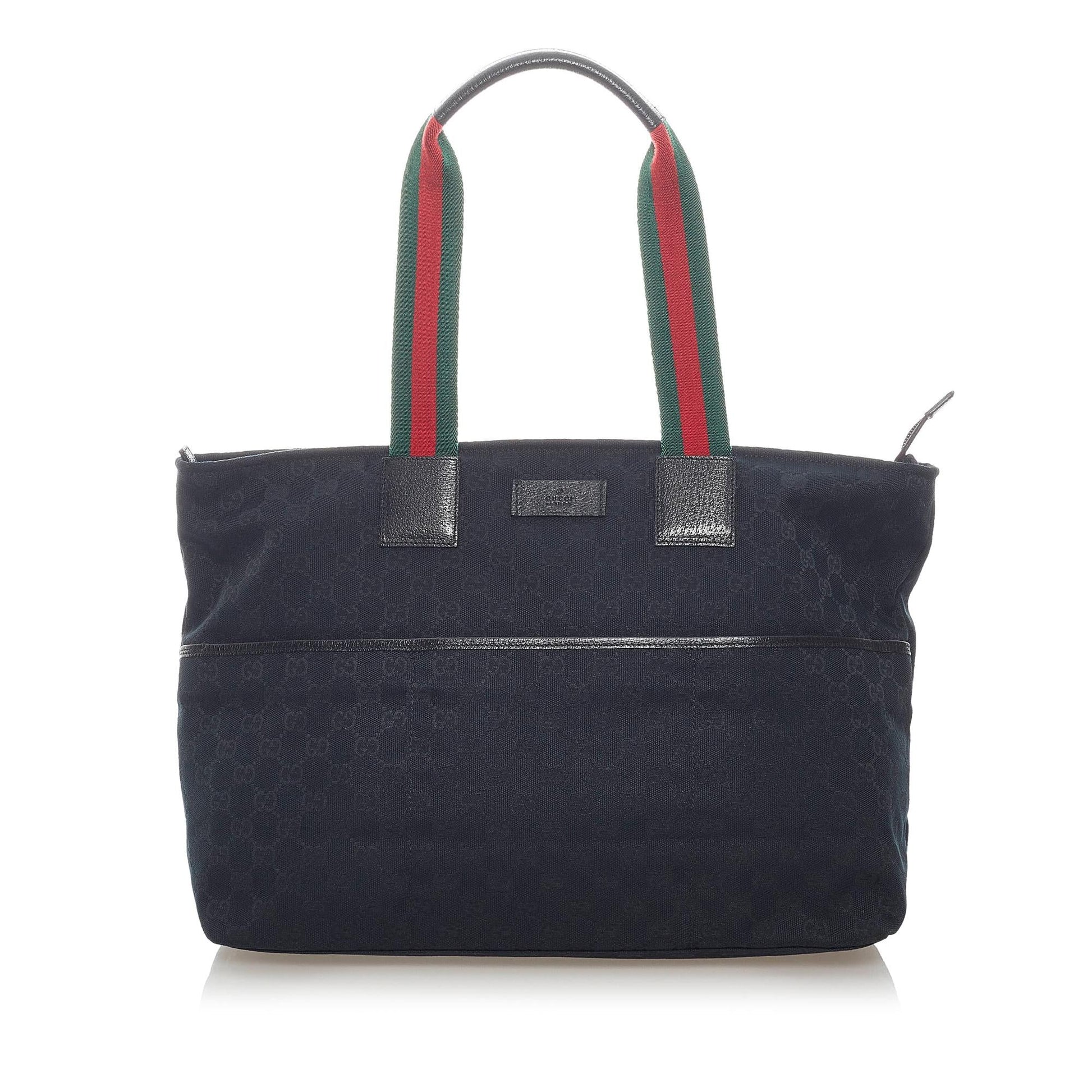 Gucci GG Web SHG Canvas Black Tote Bag Bag Shg