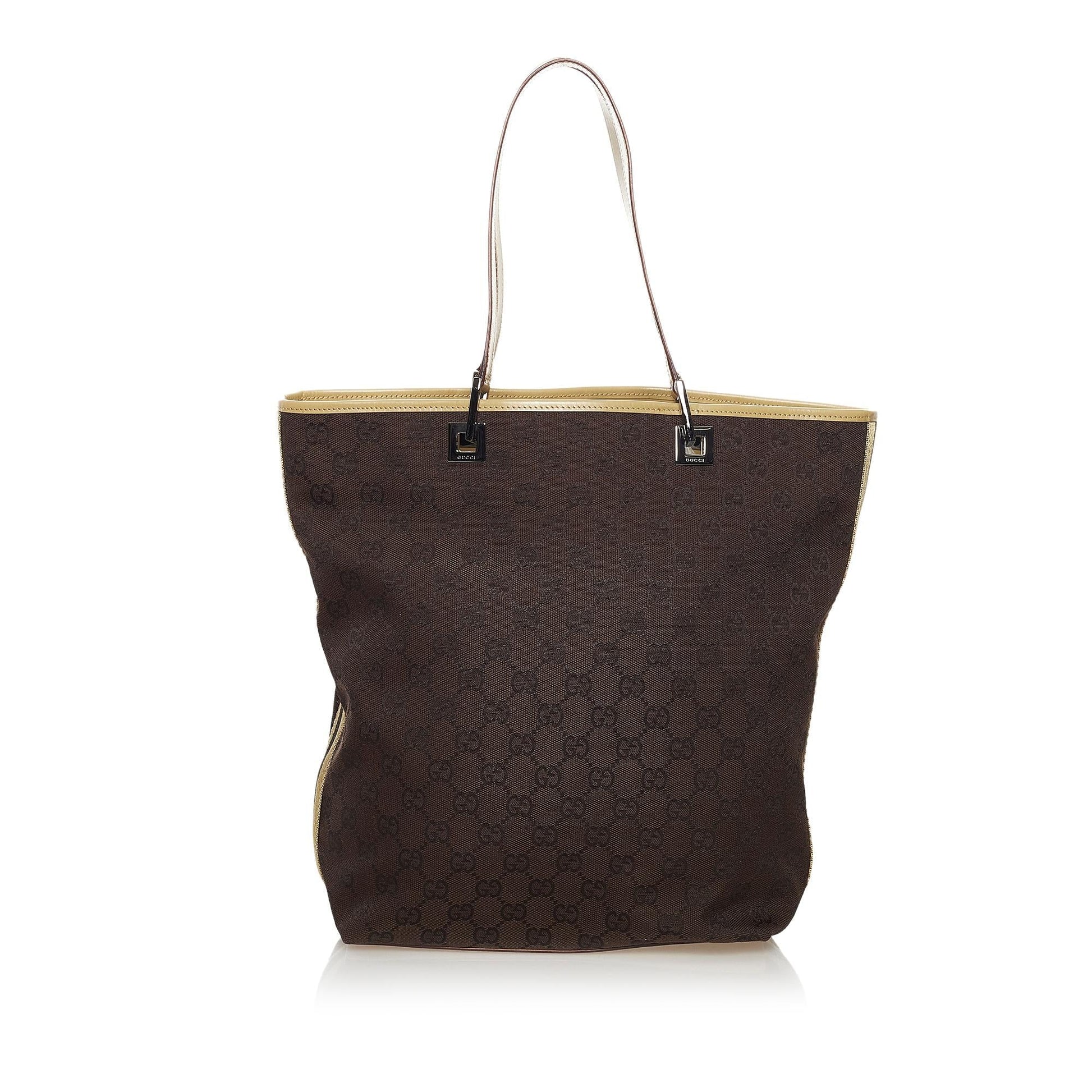 Gucci GG Web SHG Canvas Brown Tote Bag 5