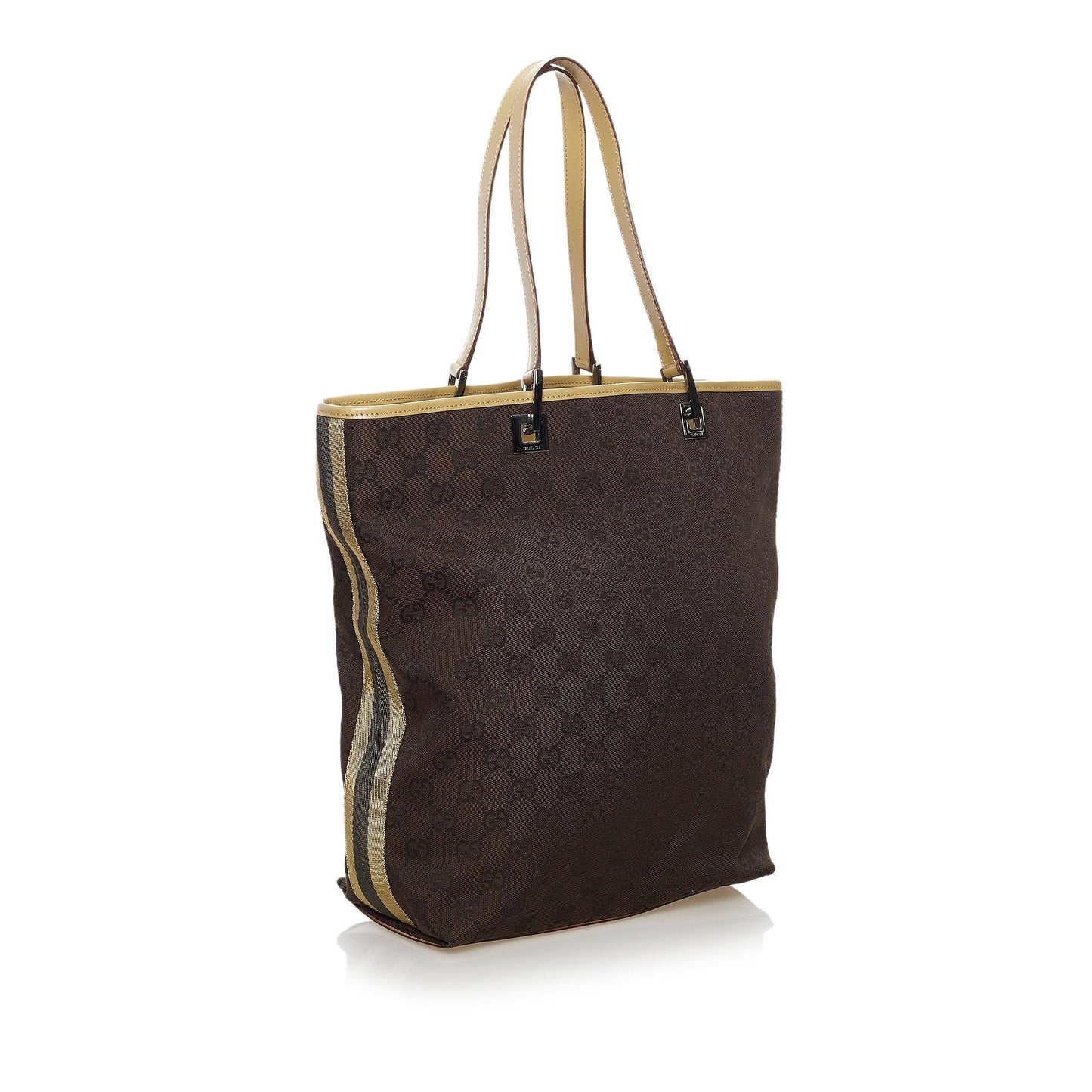 Gucci GG Web SHG Canvas Brown Tote Bag 5