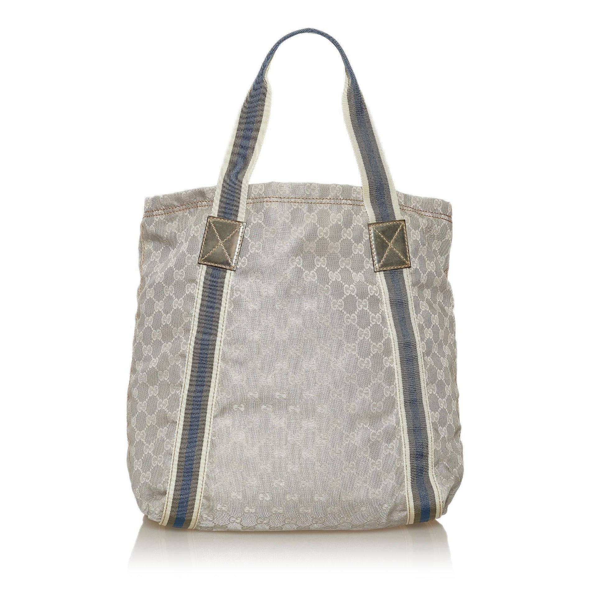 Gucci GG Web SHG Canvas Grey Tote Bag