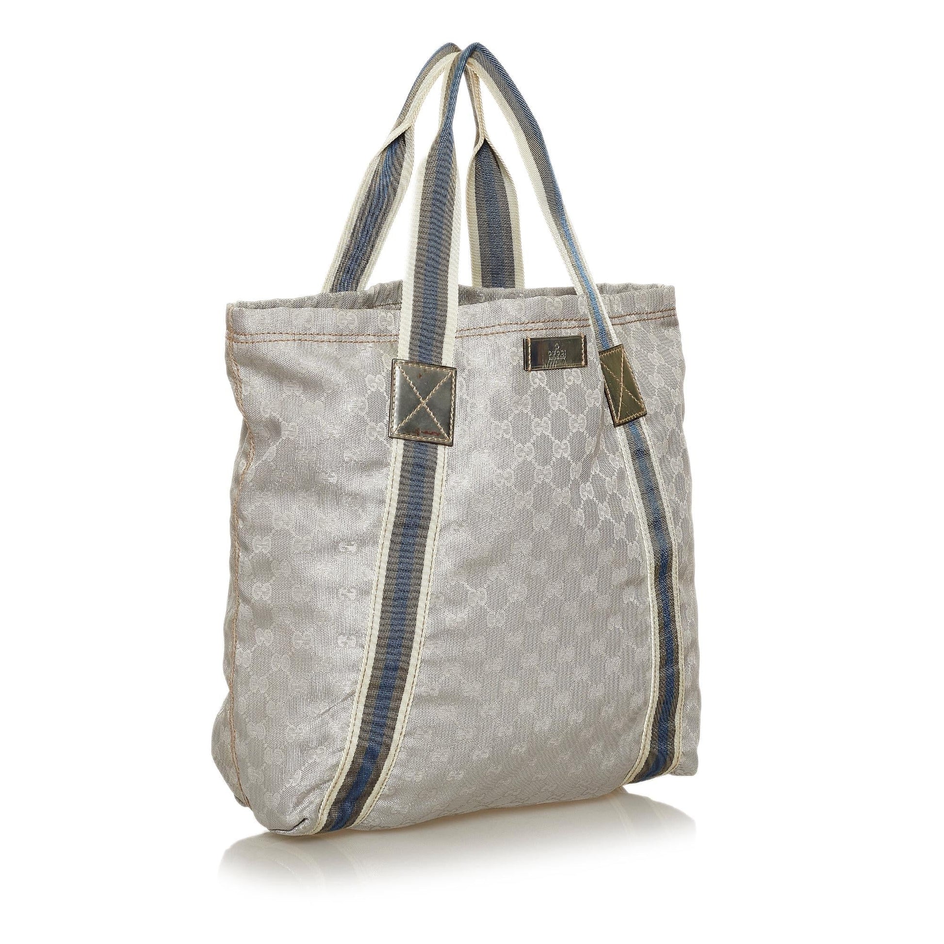 Gucci GG Web SHG Canvas Grey Tote Bag
