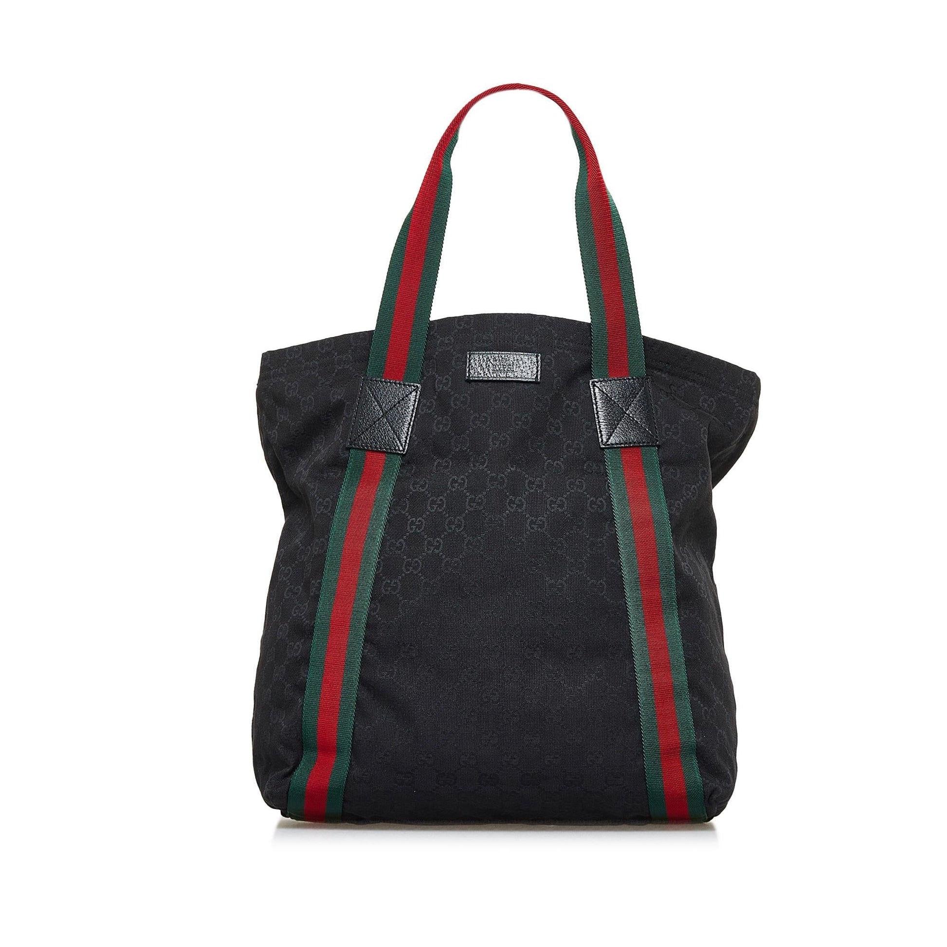 Gucci GG Web SHG-XHMOLG Canvas Black Tote Bag