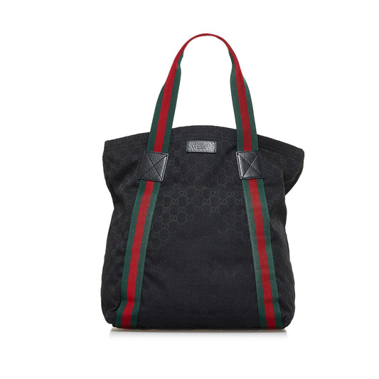 Gucci GG Web SHG-XHMOLG Canvas Black Tote Bag