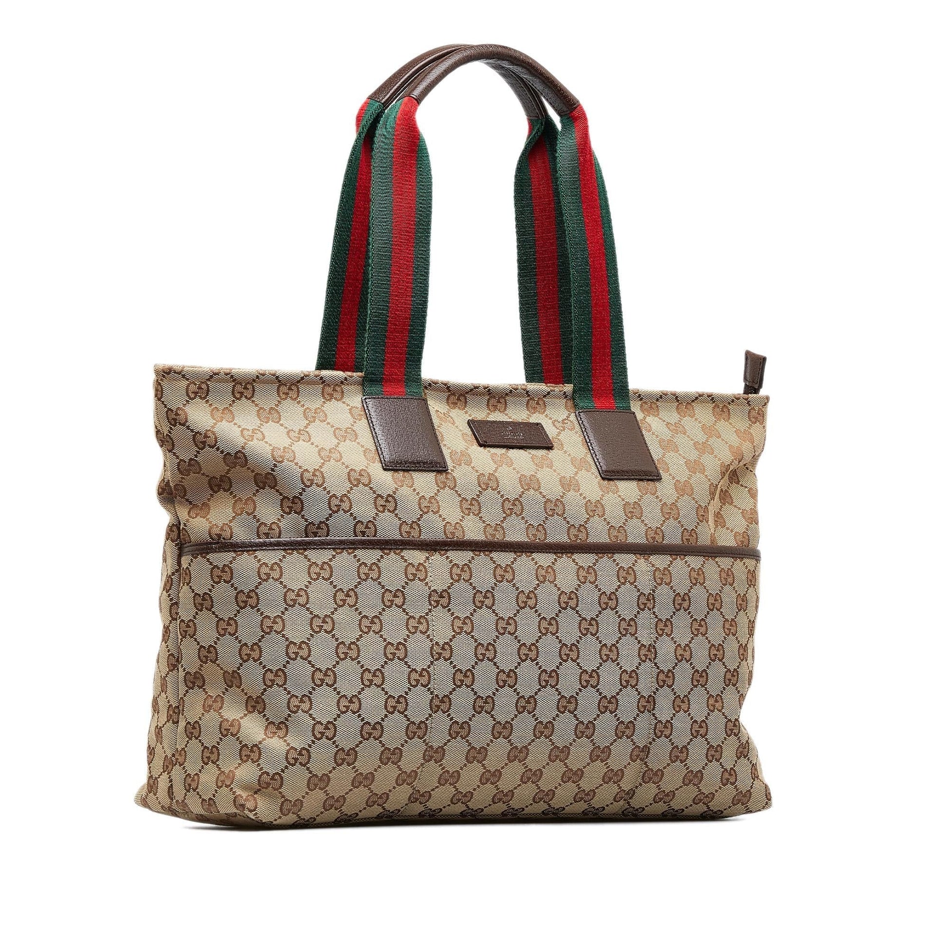 Gucci GG Web SHG-n1Z3tx Canvas Brown Tote Bag