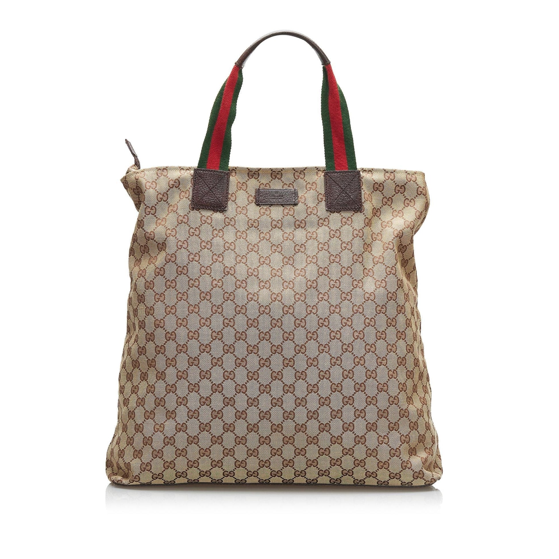 Gucci GG Web SHG-sVMmFu Canvas Brown Tote Bag