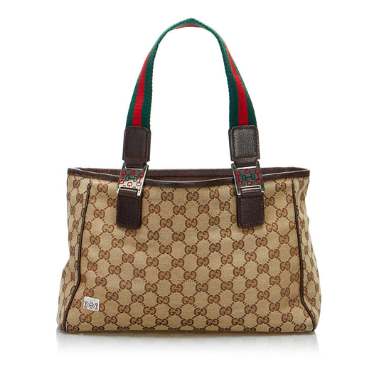 Gucci GG Web SHG-auLiHZ Canvas Brown Tote Bag