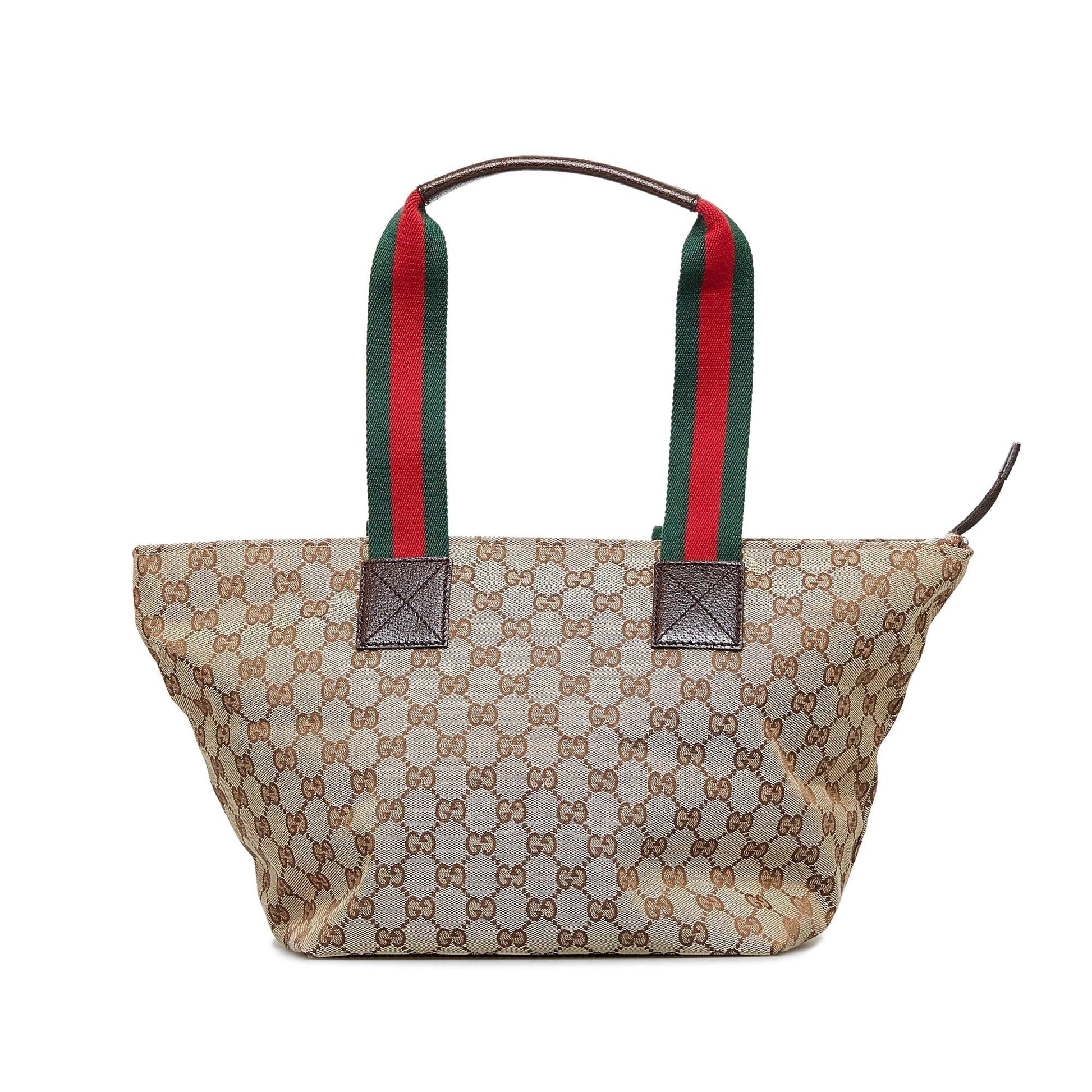 Gucci GG Web SHG-V3zgvm Canvas Brown Tote Bag