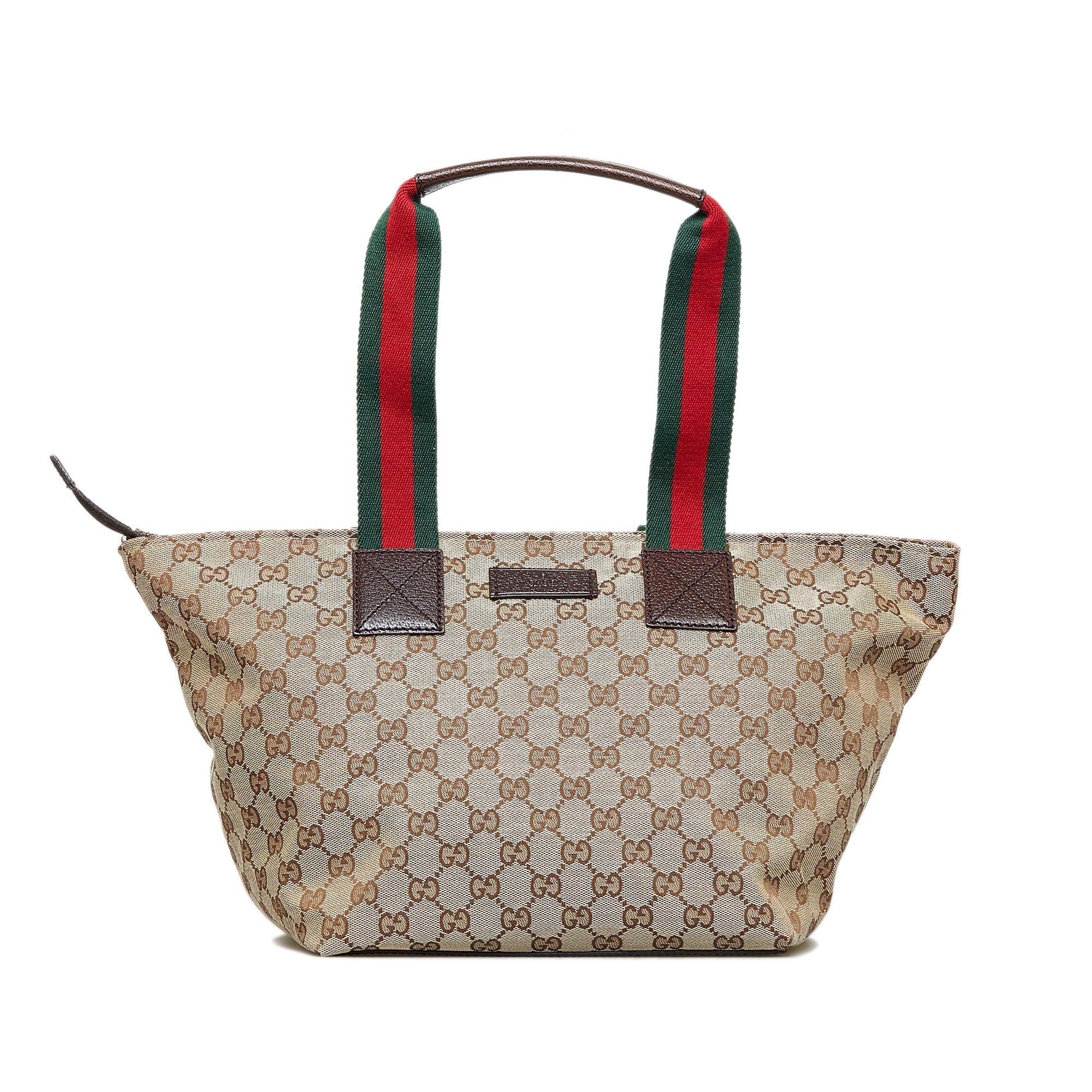 Gucci GG Web SHG-V3zgvm Canvas Brown Tote Bag