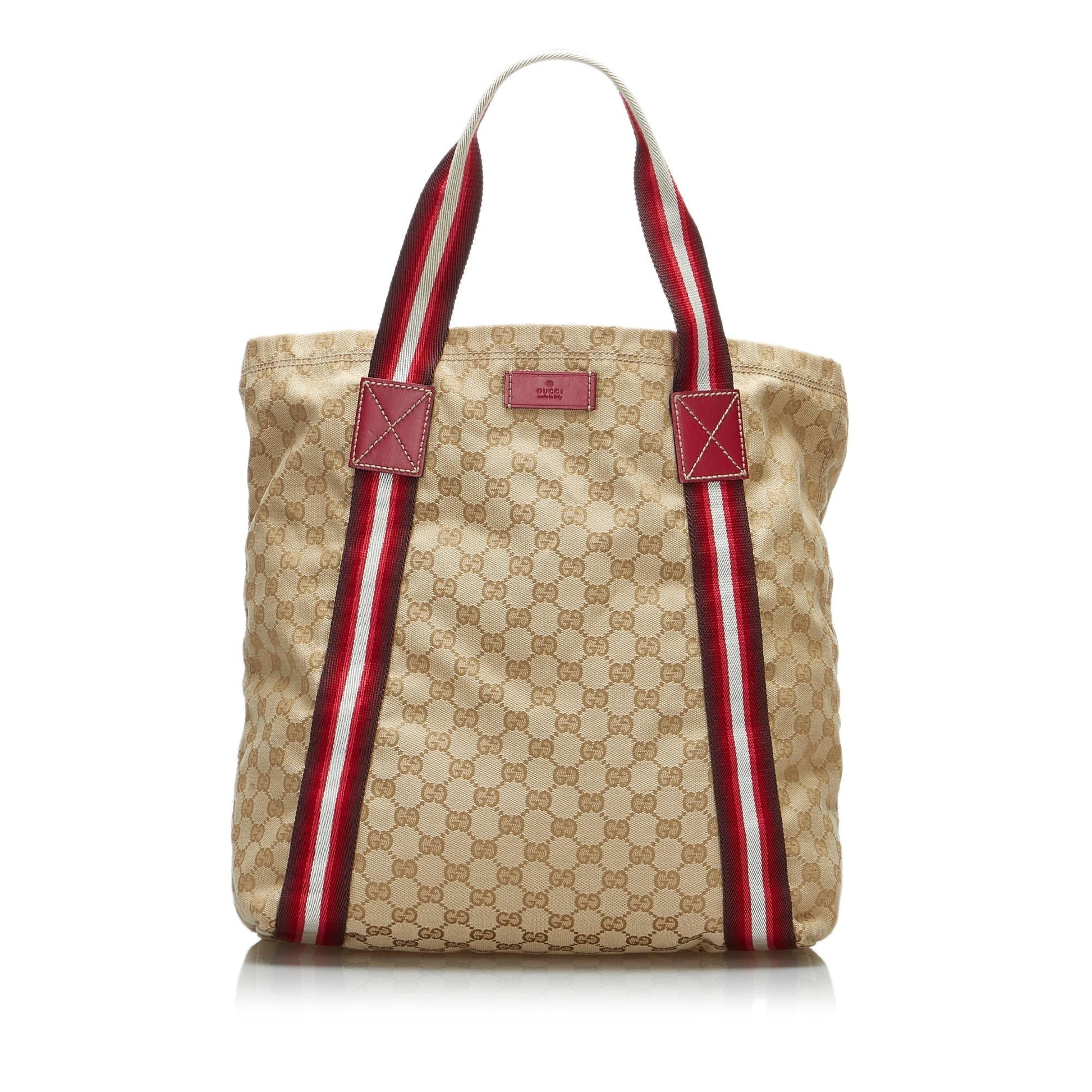 Gucci GG Web SHG-X8bRab Canvas Brown Tote Bag
