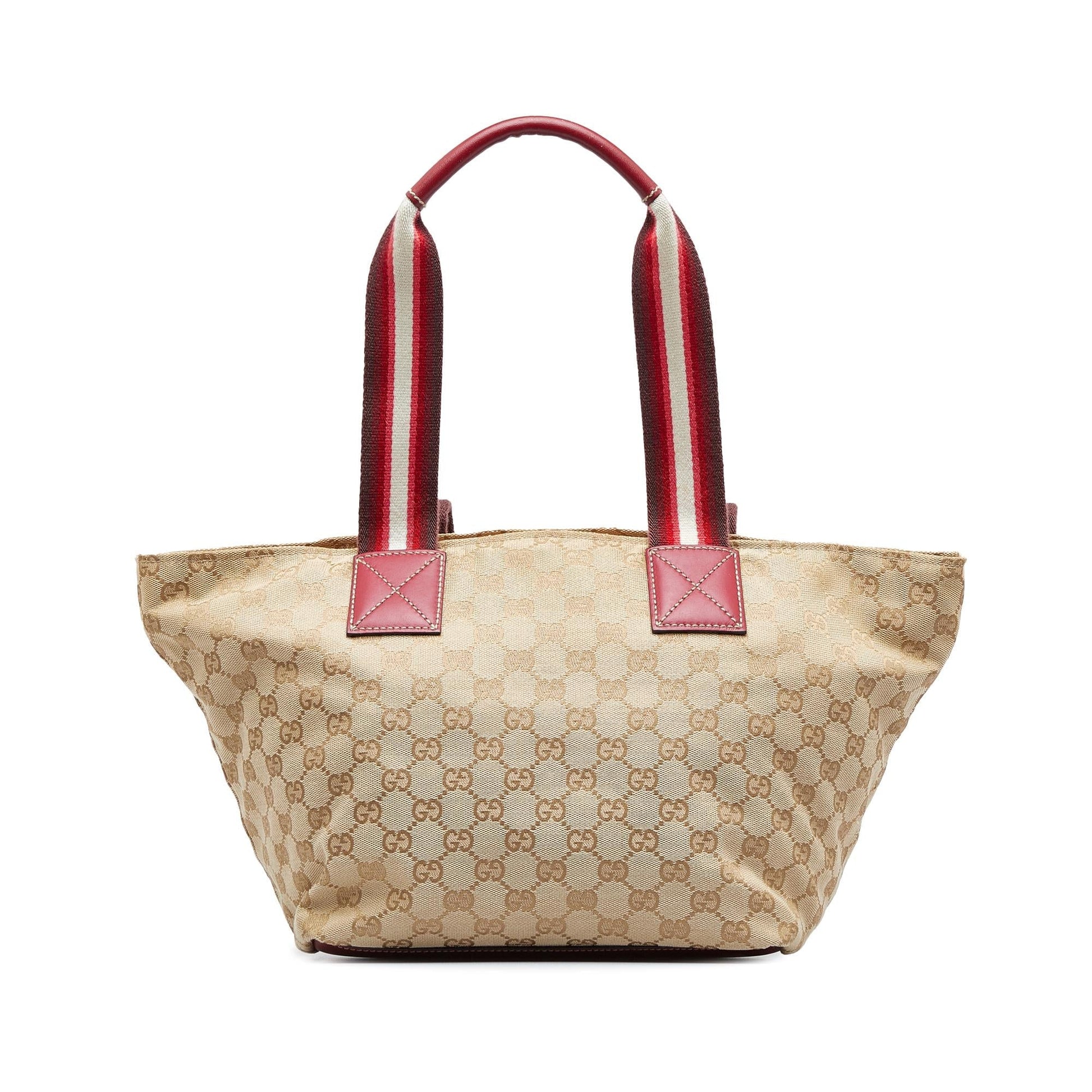 Gucci GG Web SHG-8h9gZP Canvas Calf Brown Tote Bag