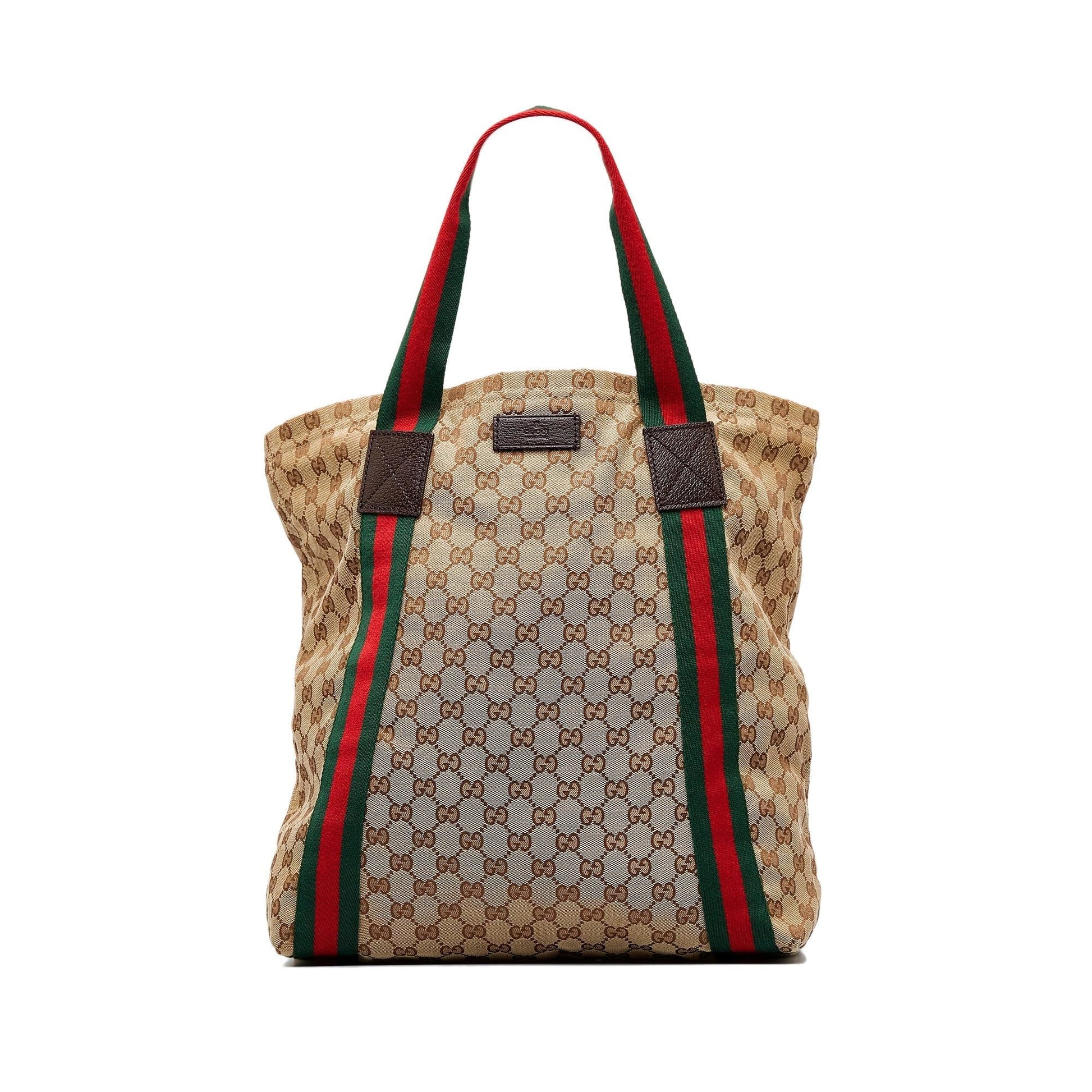 Gucci GG Web SHG-eVHpYS Canvas Brown Tote Bag