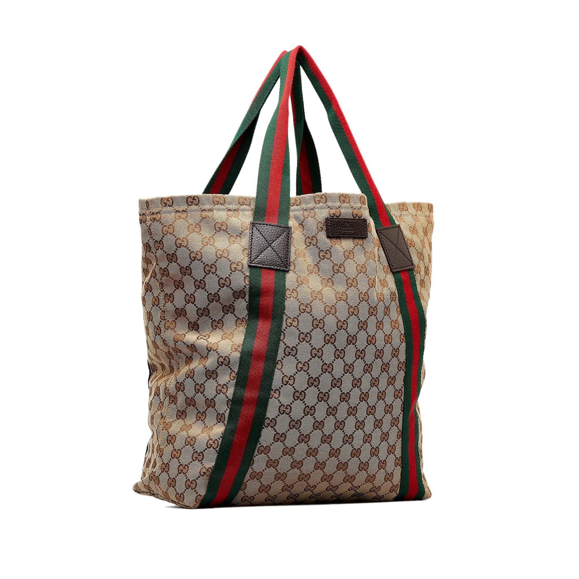 Gucci GG Web SHG-eVHpYS Canvas Brown Tote Bag