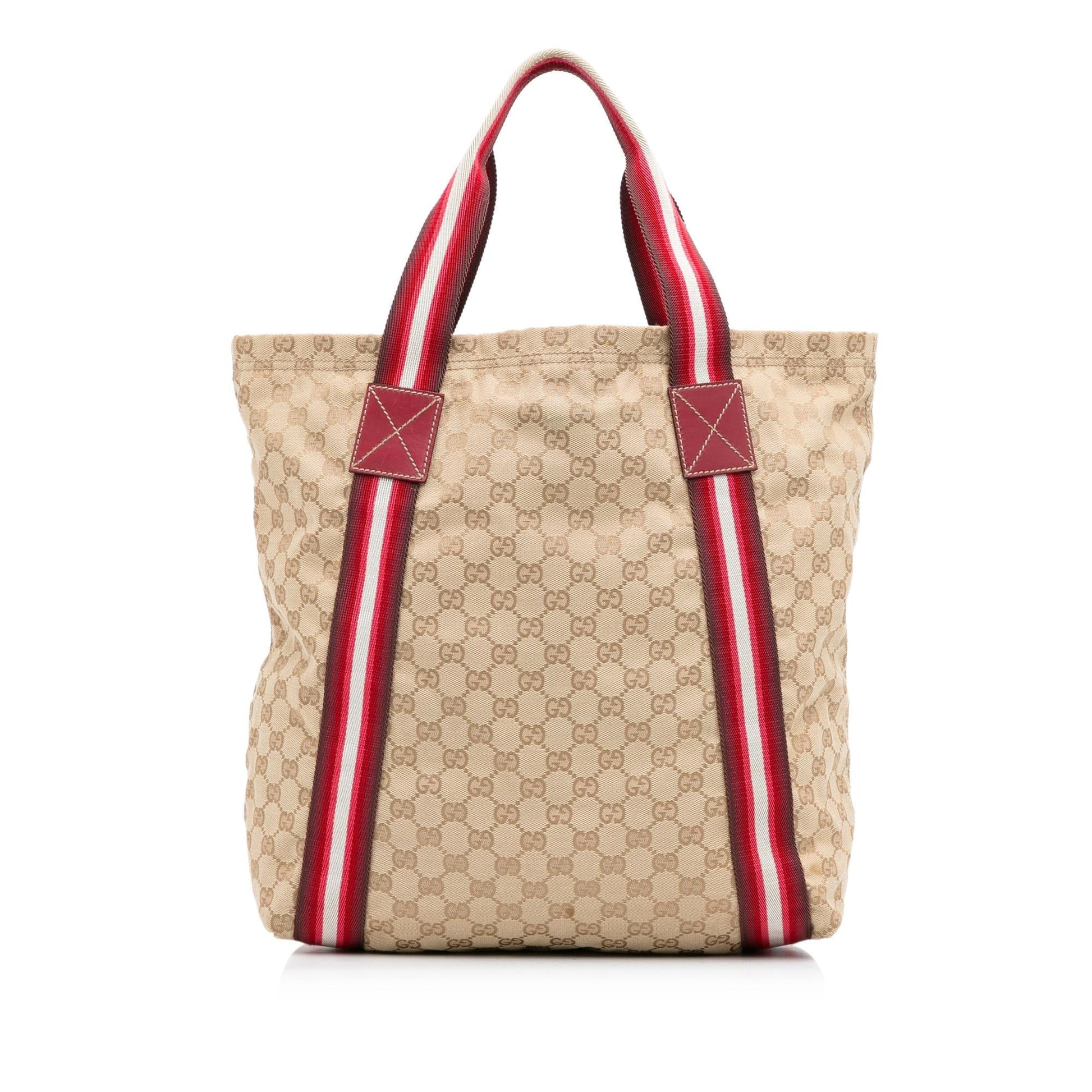 Gucci GG Web SHG-qjvPi7 Canvas Brown Tote Bag