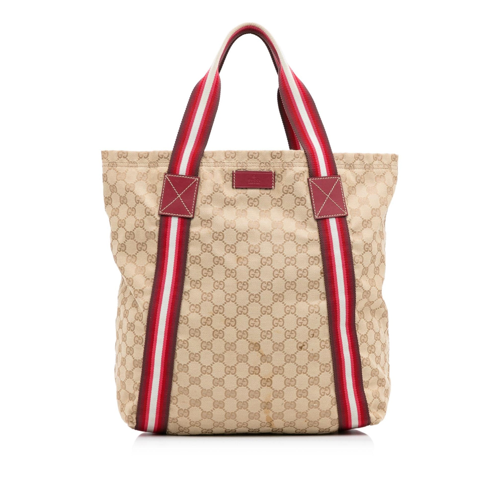 Gucci GG Web SHG-qjvPi7 Canvas Brown Tote Bag