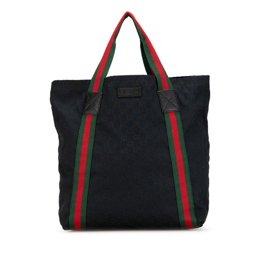 Gucci GG Web SHG-FT3n4A Canvas Black Tote Bag