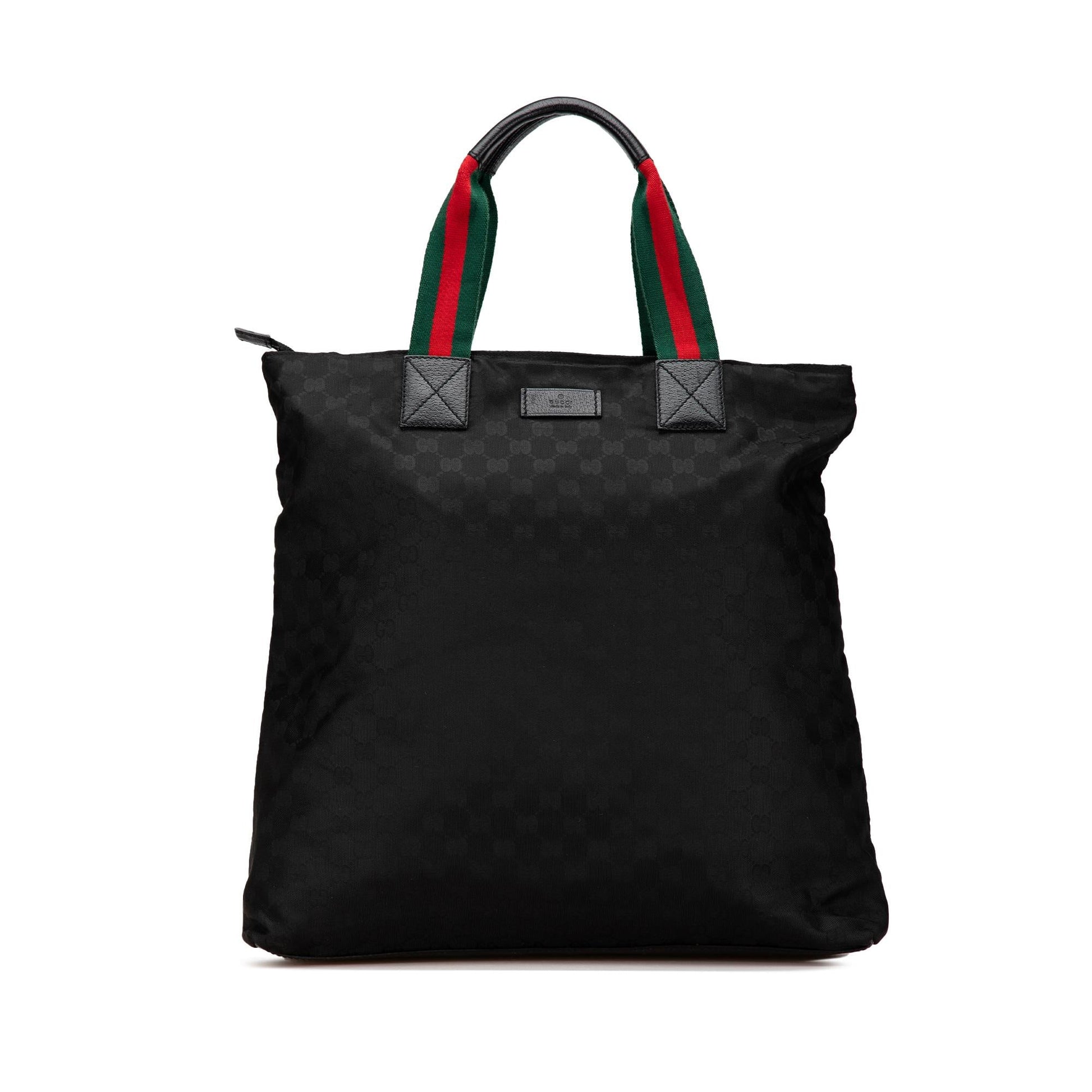 Gucci GG Web SHG-Bre2Uc Canvas Nylon Black Tote Bag