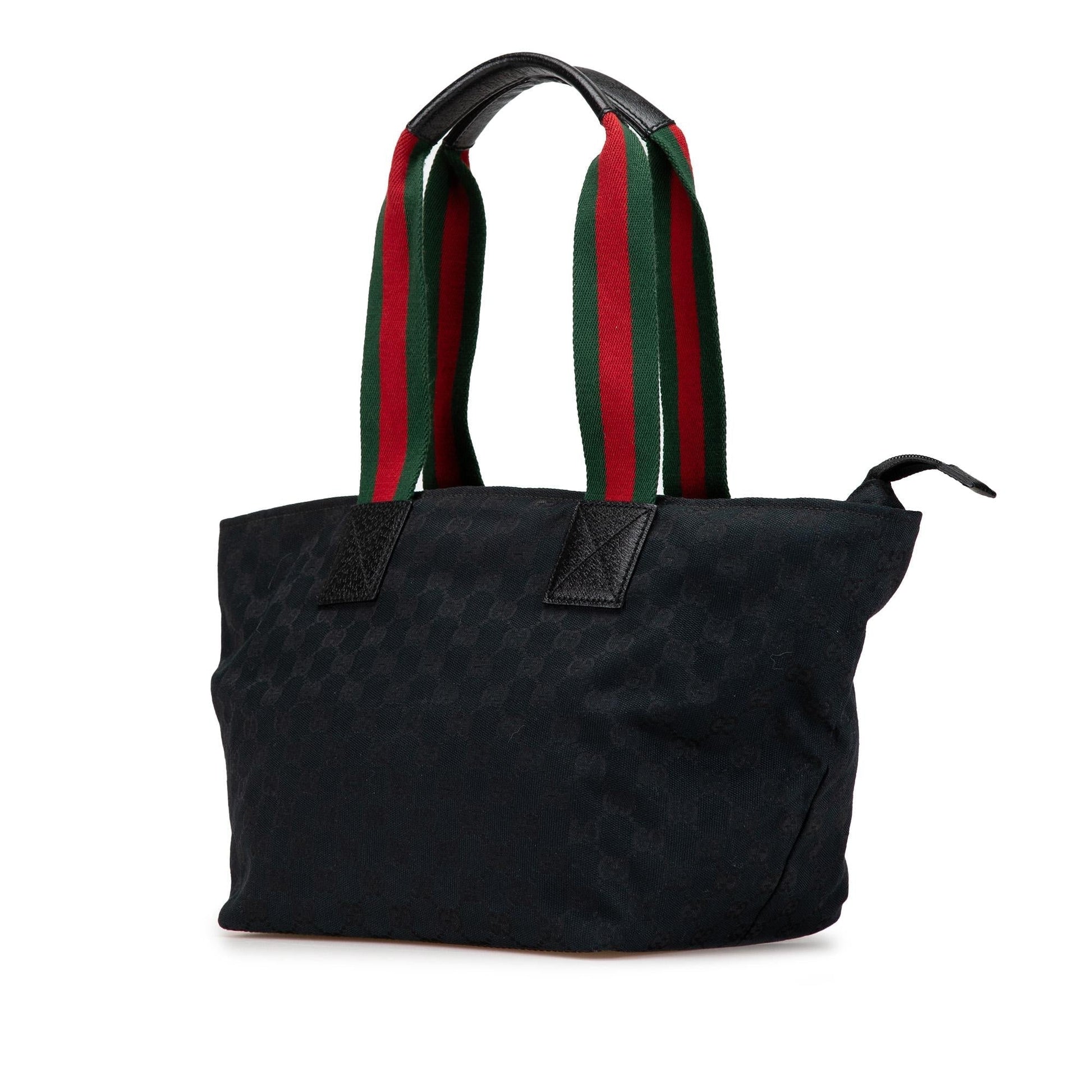 Gucci GG Web Canvas Black Tote Bag Shg Wtrjsa